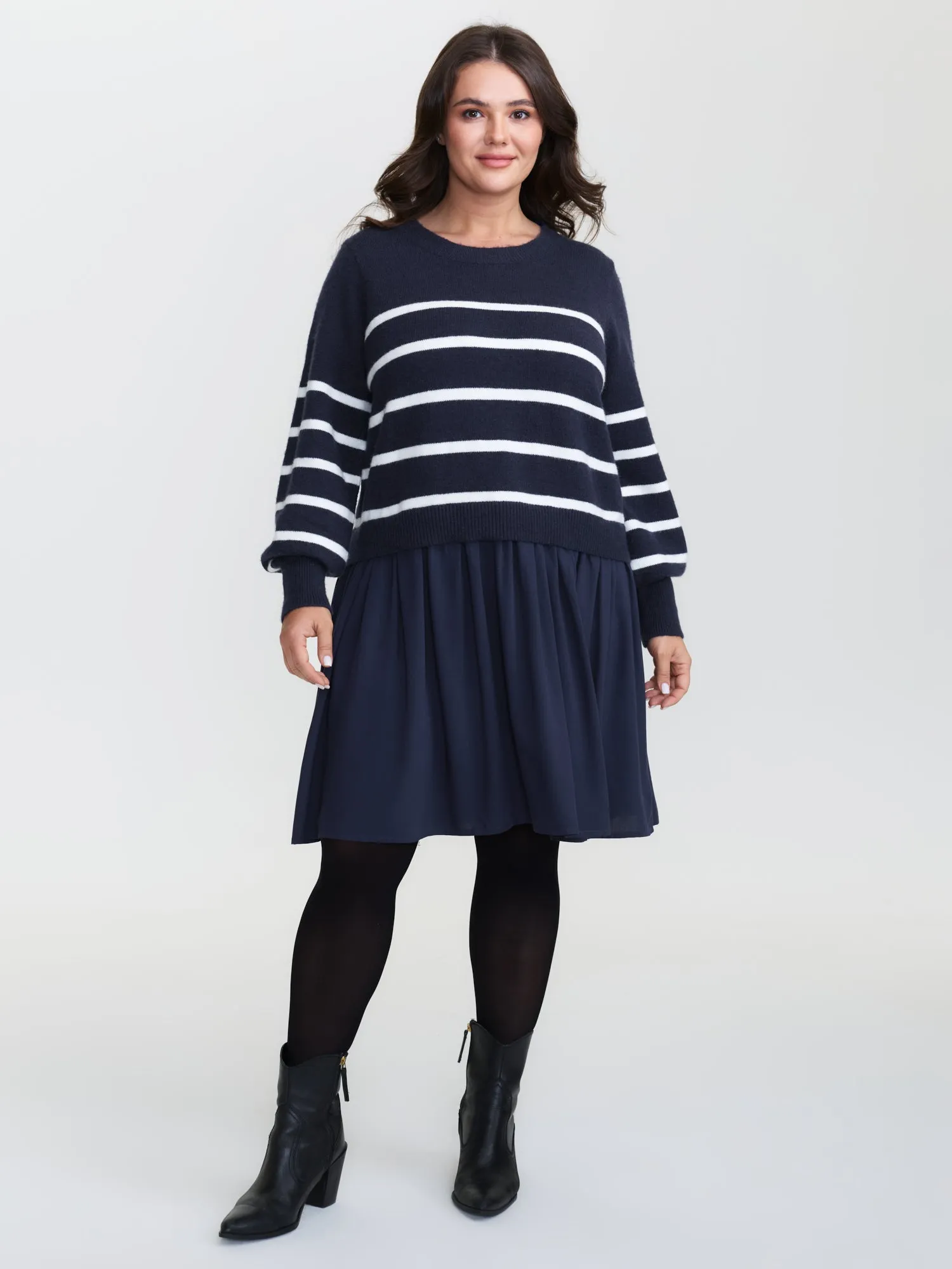 Supersoft Color Contrast Stripe Sweater Dress sold by Bloomchic product image thumbnail 3