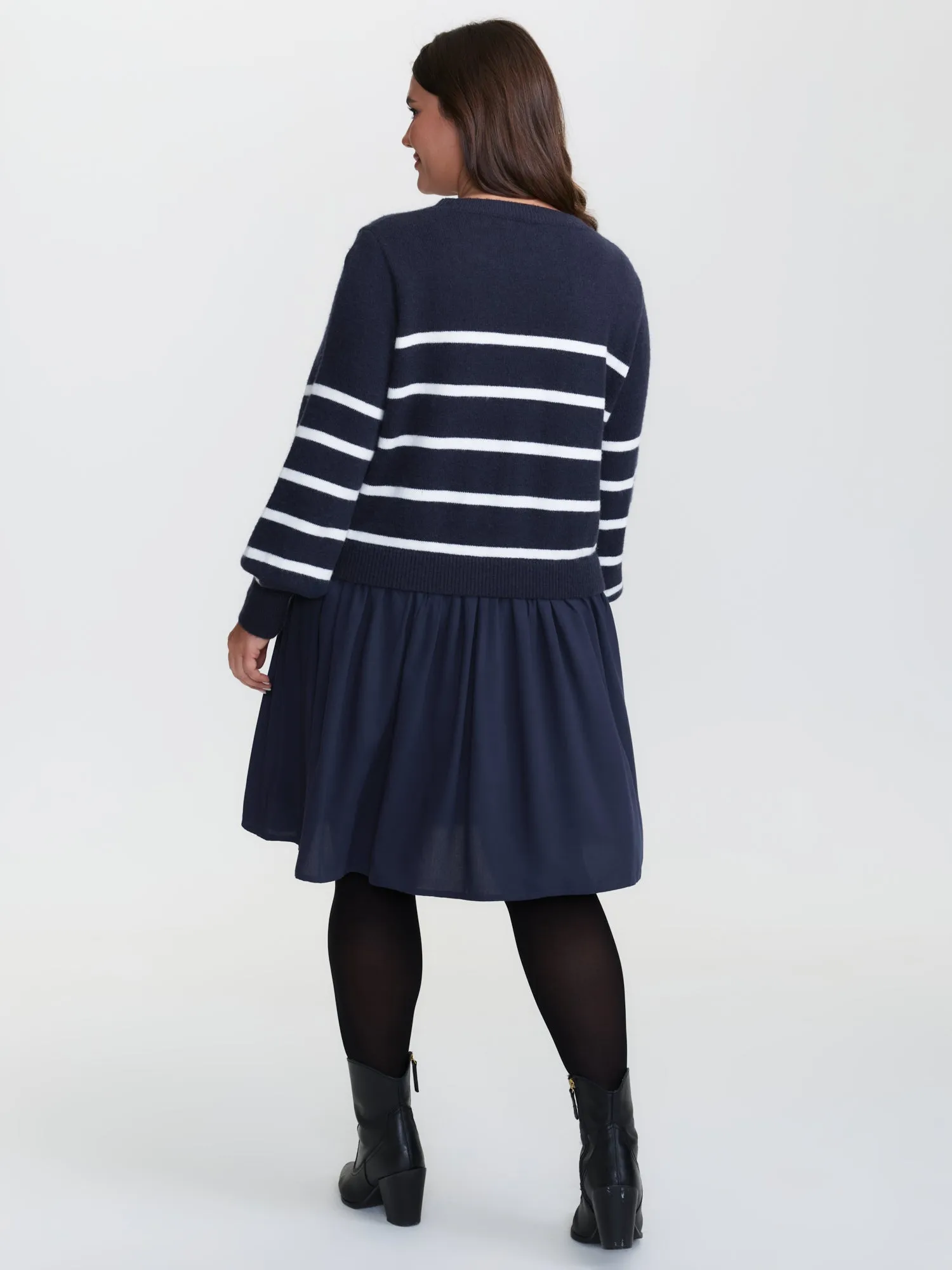 Supersoft Color Contrast Stripe Sweater Dress sold by Bloomchic product image thumbnail 4