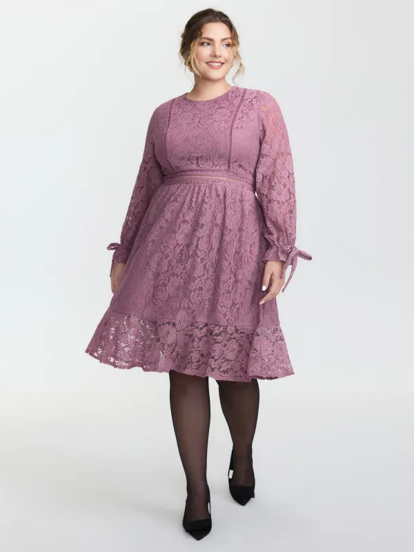 Lace Stretchy Waist Pockets Midi Dress sold by Bloomchic