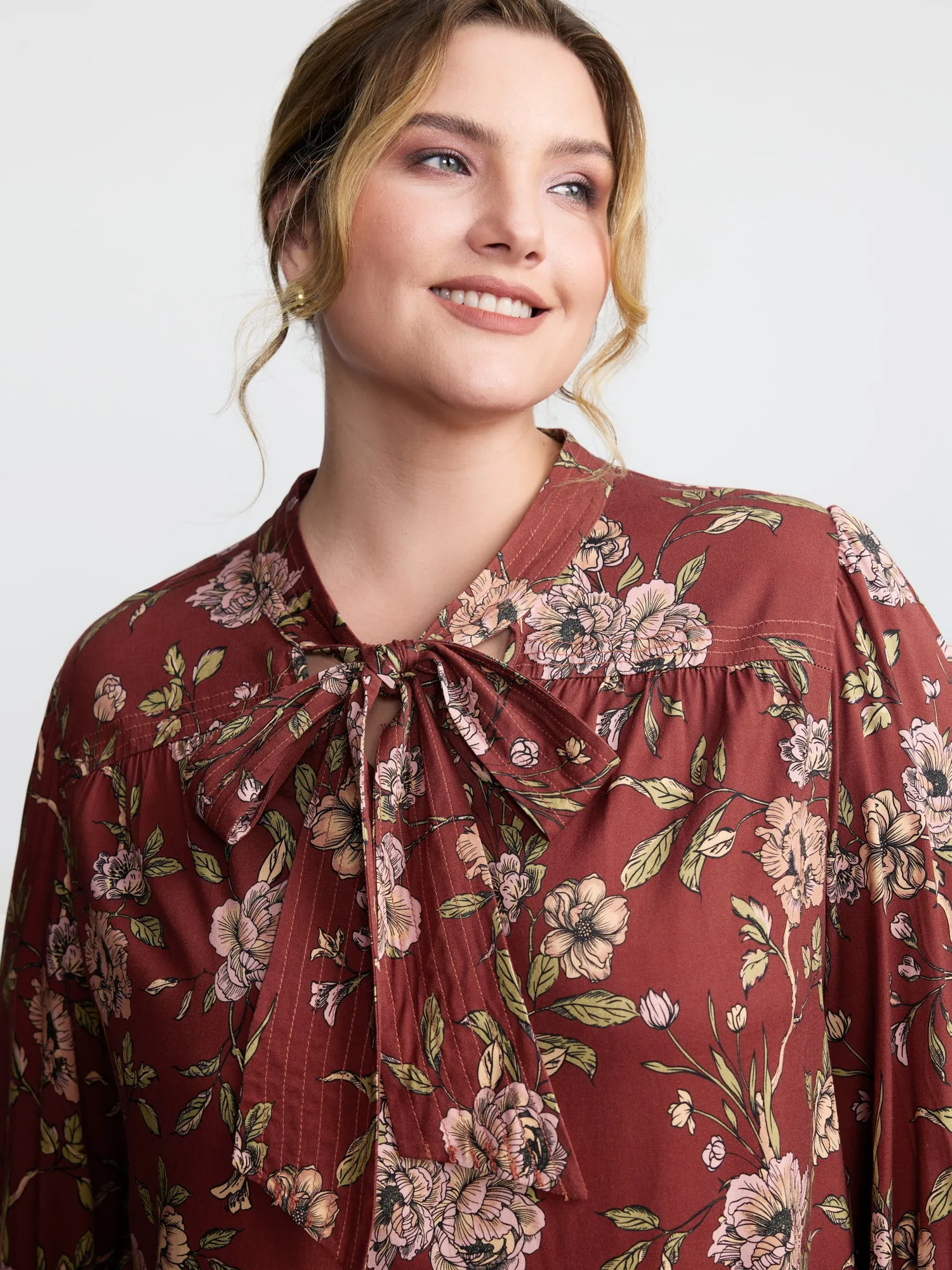 Vintage Floral Neck Ribbon Tie Blouse sold by Bloomchic