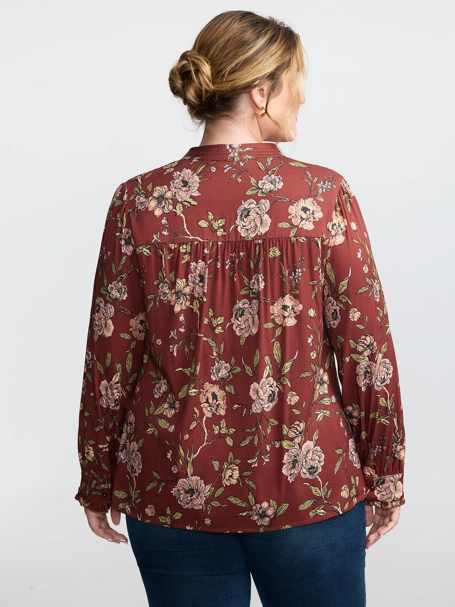 Vintage Floral Neck Ribbon Tie Blouse sold by Bloomchic product image thumbnail 4