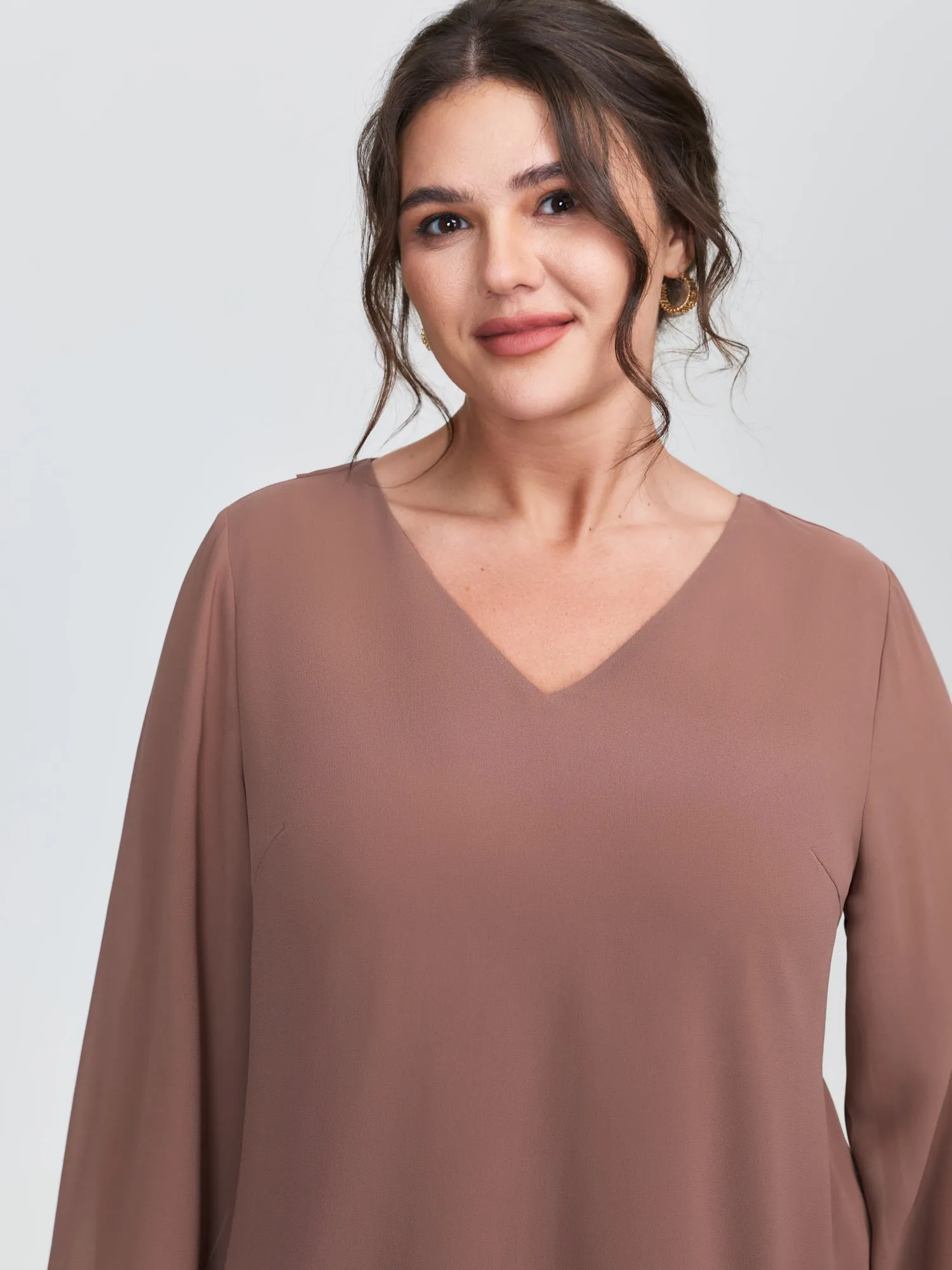 Chiffon Overlap Back Pleated Blouse sold by Bloomchic product image thumbnail 4