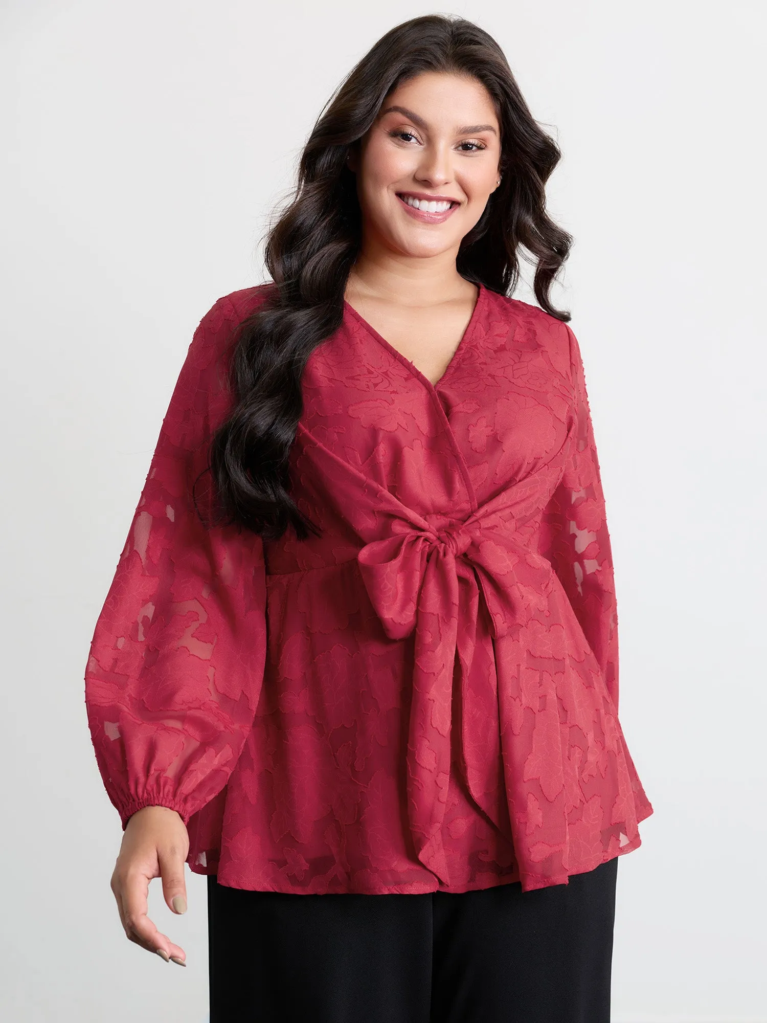 Cut-Out Flower Adjustable Belt Blouse sold by Bloomchic product image thumbnail 2