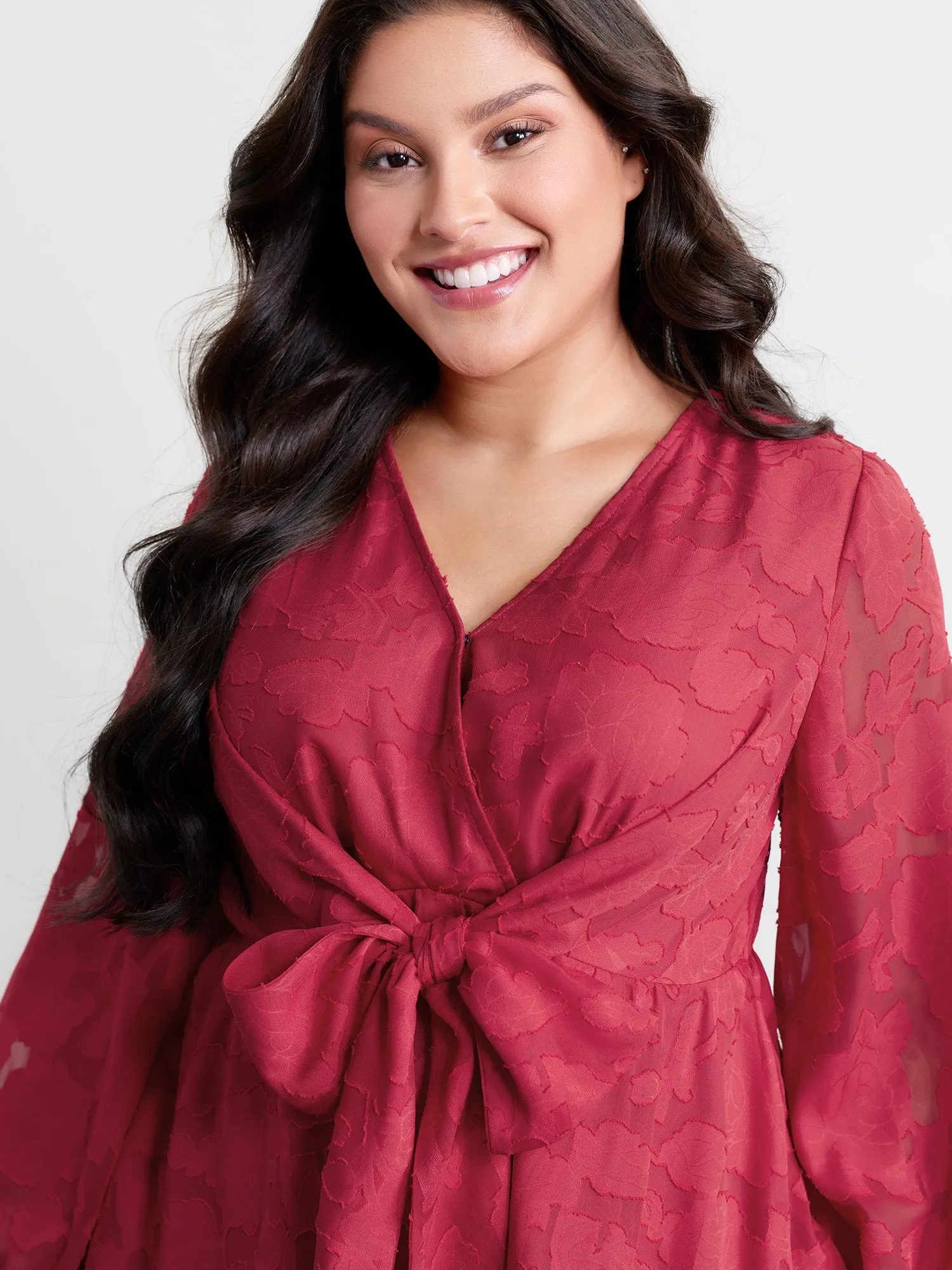 Cut-Out Flower Adjustable Belt Blouse sold by Bloomchic