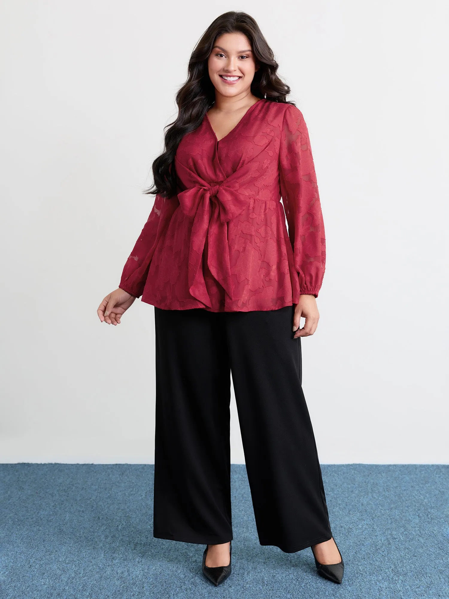 Cut-Out Flower Adjustable Belt Blouse sold by Bloomchic product image thumbnail 3