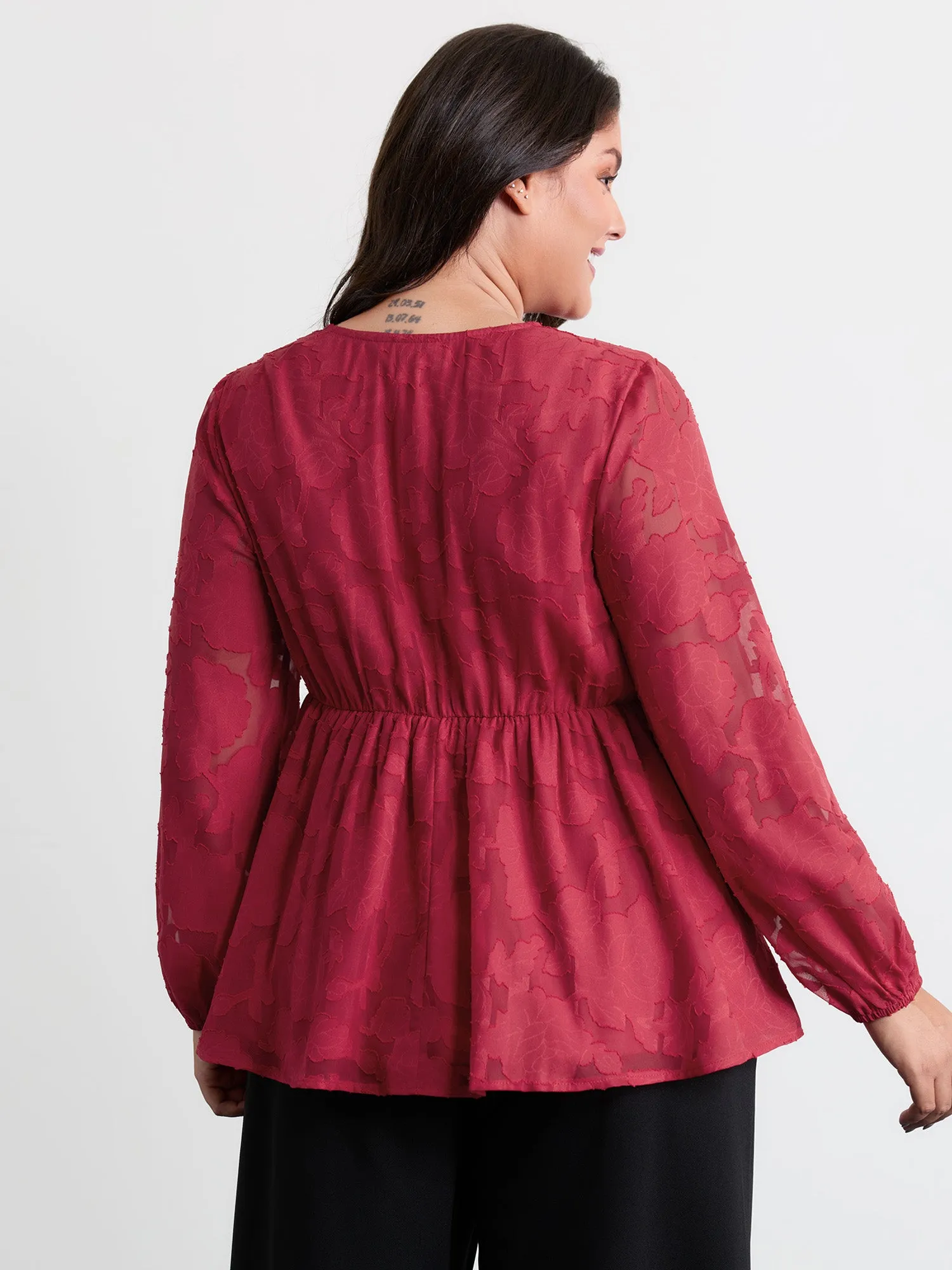 Cut-Out Flower Adjustable Belt Blouse sold by Bloomchic product image thumbnail 4