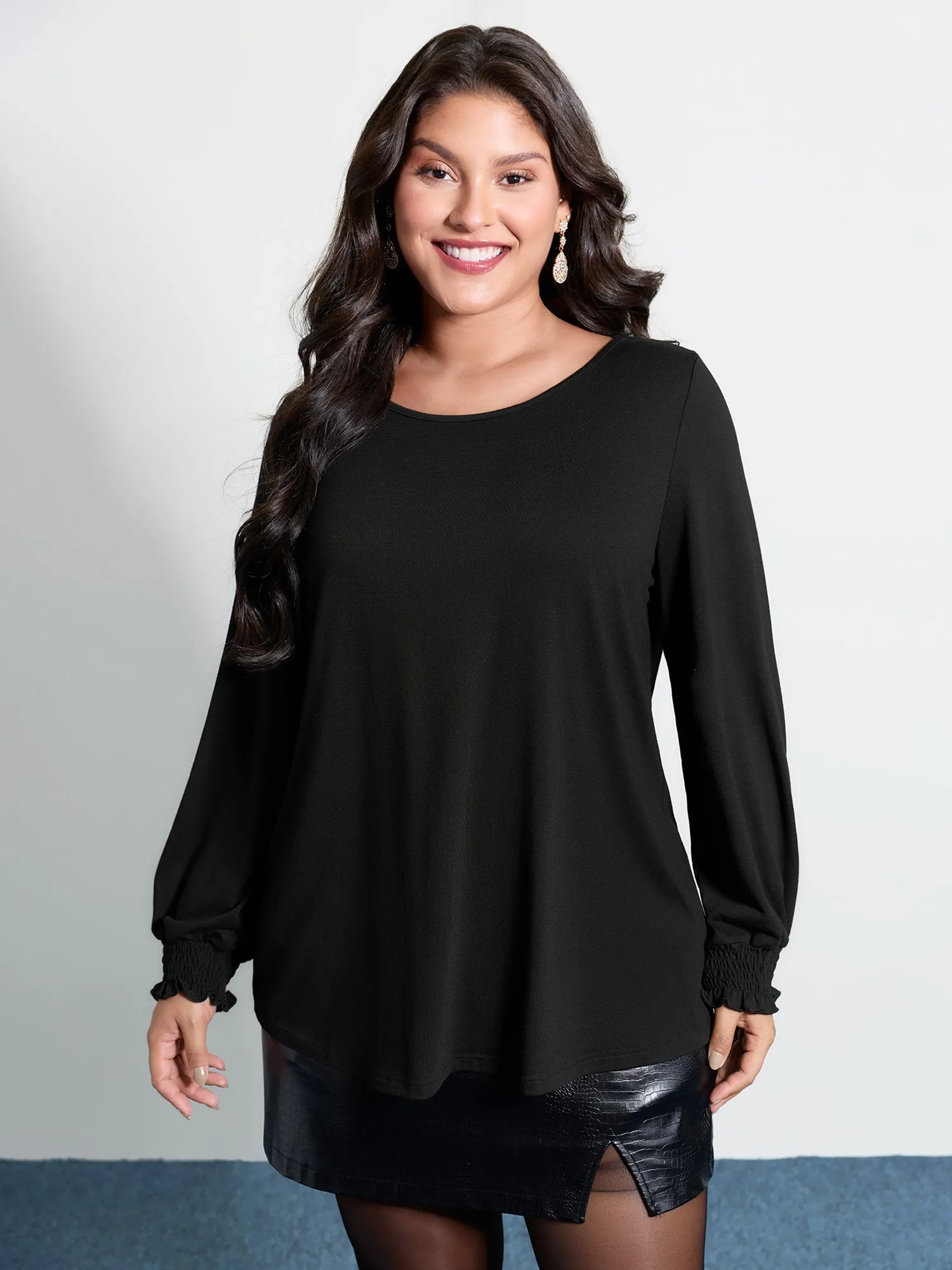 Stretchy Sequin Backless Shirred Cuff T-Shirt sold by Bloomchic product image thumbnail 2