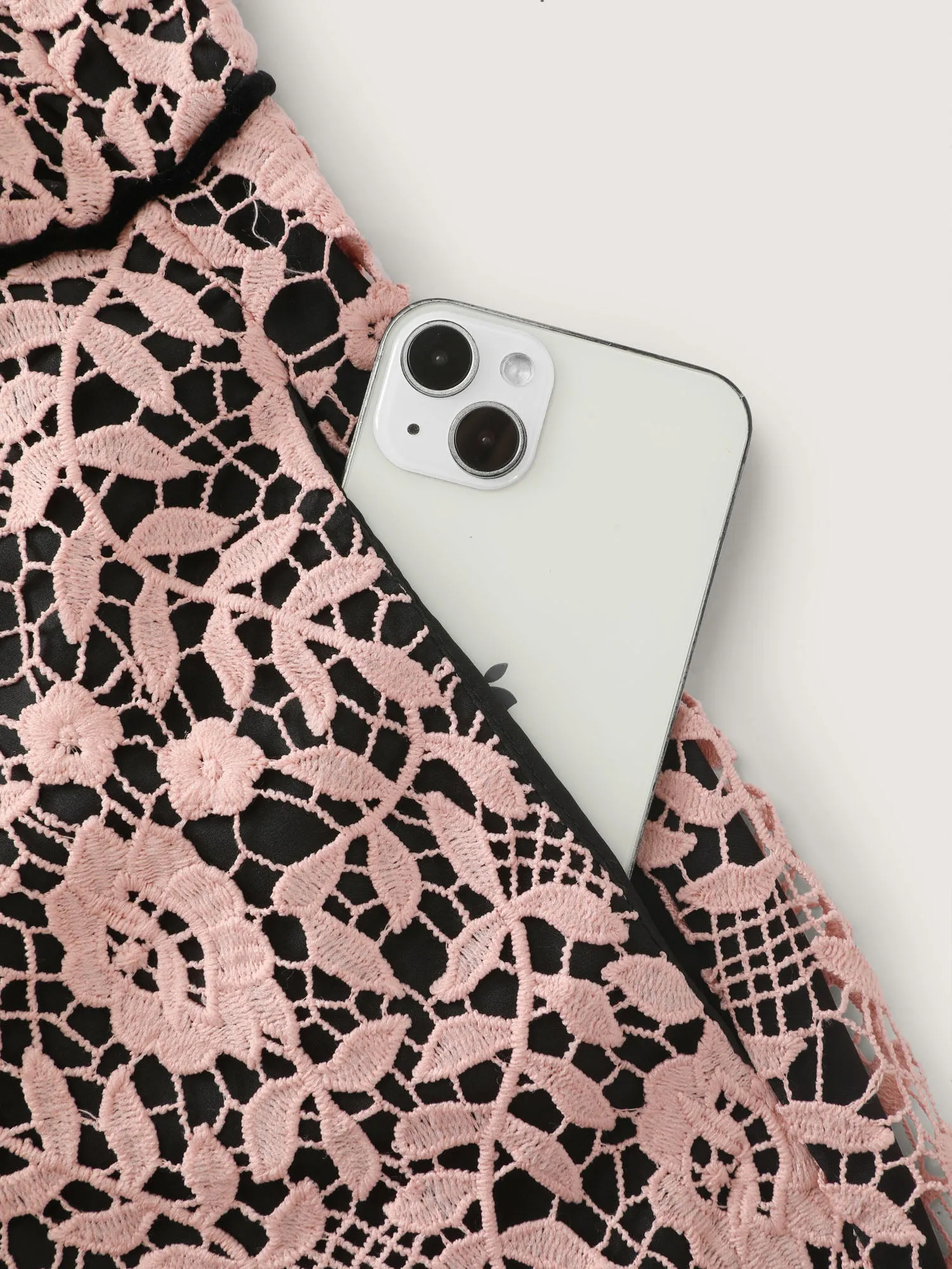 Floral Lace Trim Color Contrast Maxi Dress sold by Bloomchic product image thumbnail 5