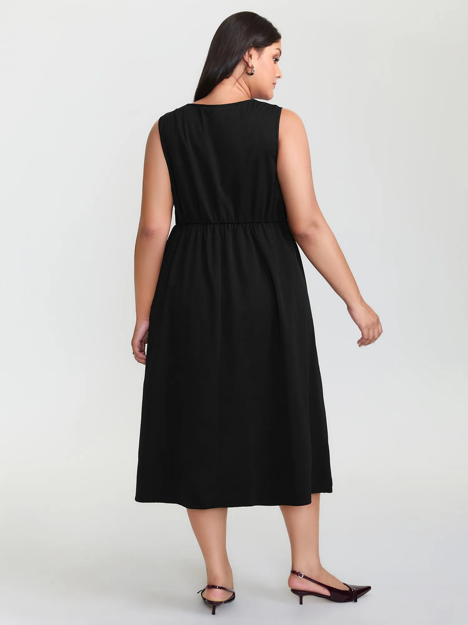 Split Neckline Waist Defining Midi Dress sold by Bloomchic product image thumbnail 5