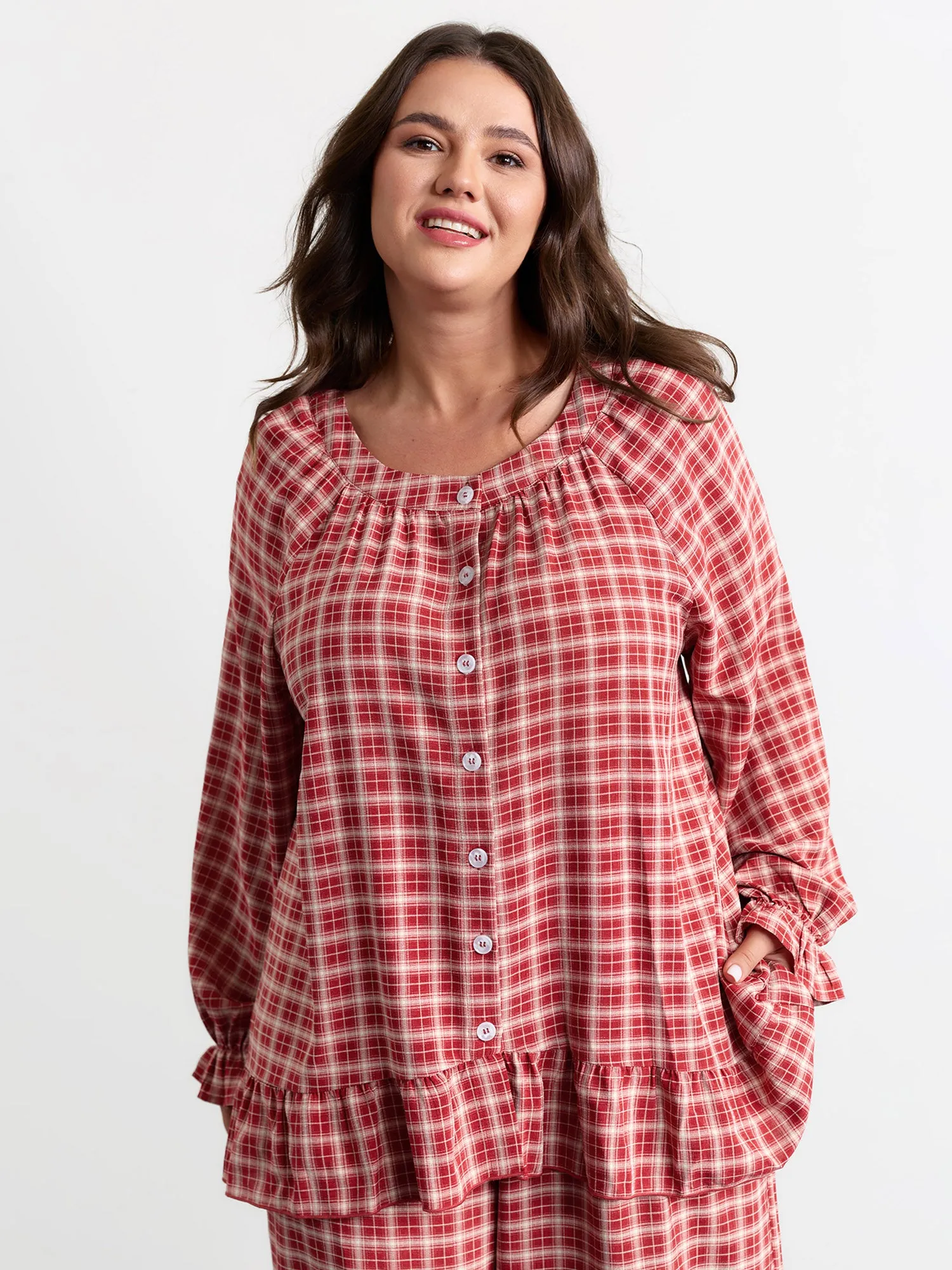 Gingham Ruffled Hem Loungewear Set sold by Bloomchic product image thumbnail 2