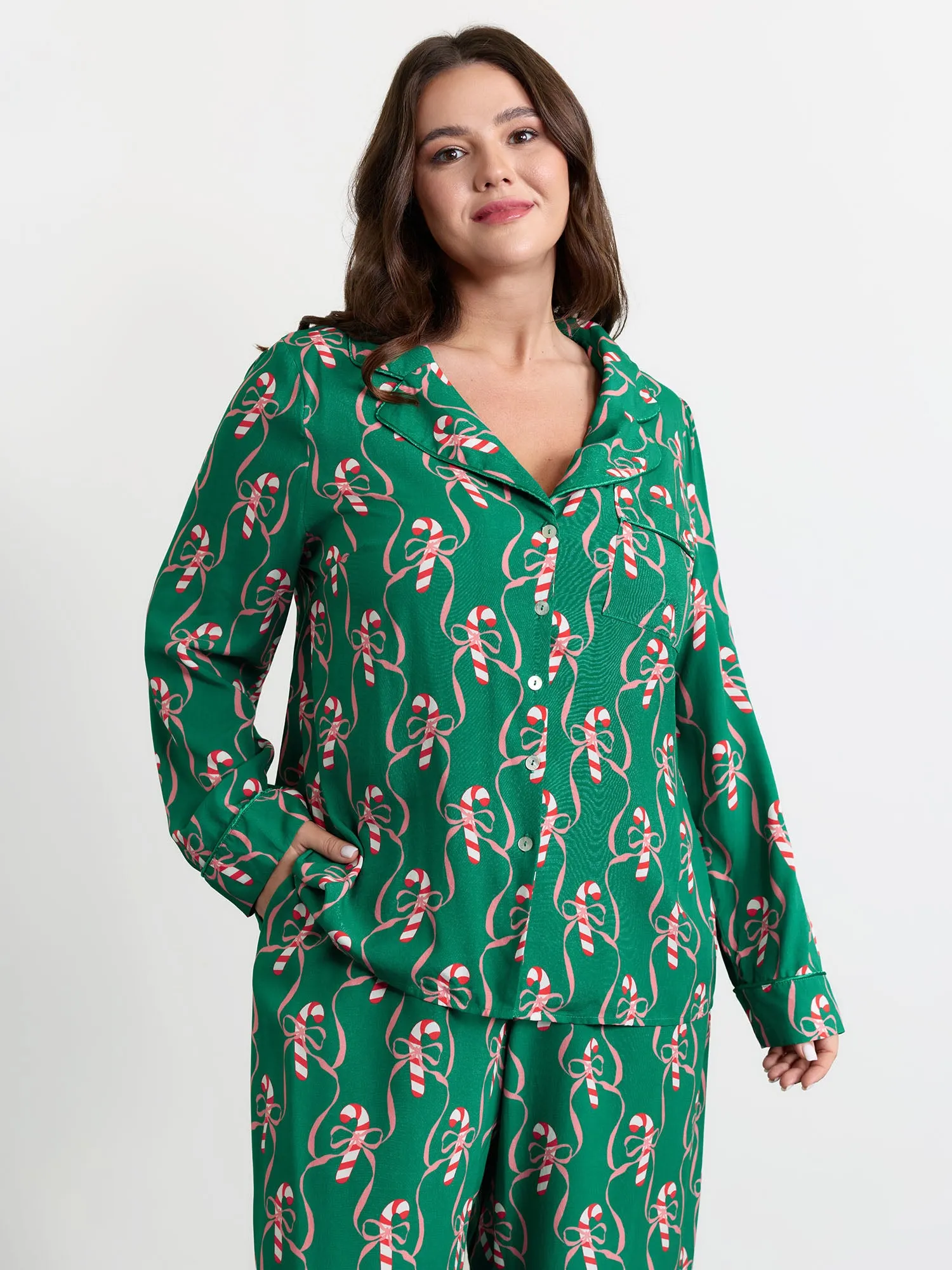 Holiday Cheer Print Pockets Two-Piece Lounge Set sold by Bloomchic product image thumbnail 2