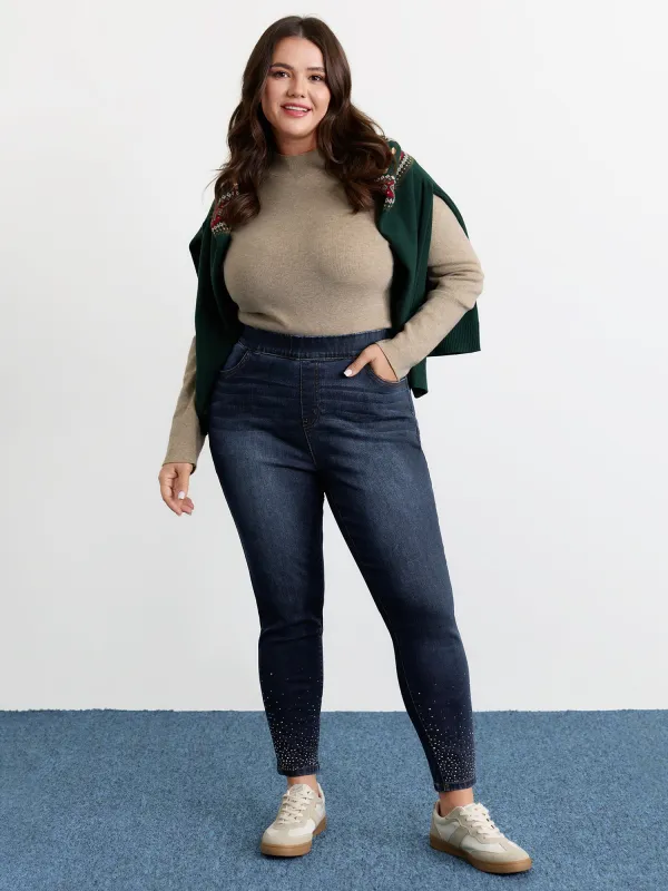 Supersoft Rhinestone Stretchy Skinny-Fit Jeans sold by Bloomchic