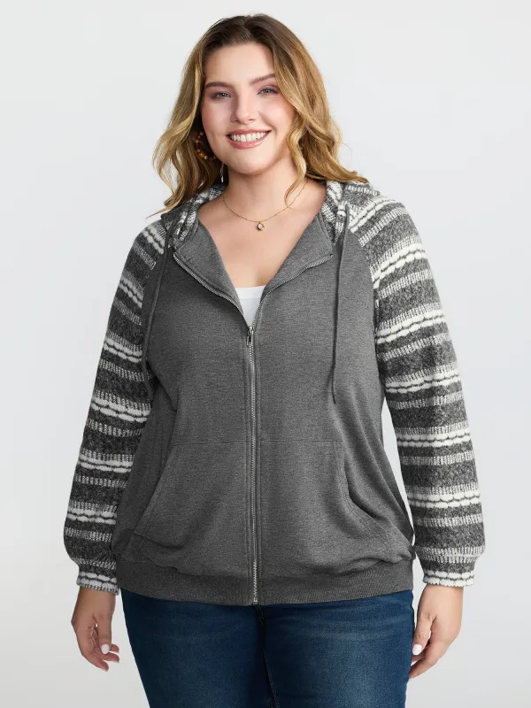 Supersoft Stripe Contrast Stretchy Hoodie Jacket sold by Bloomchic
