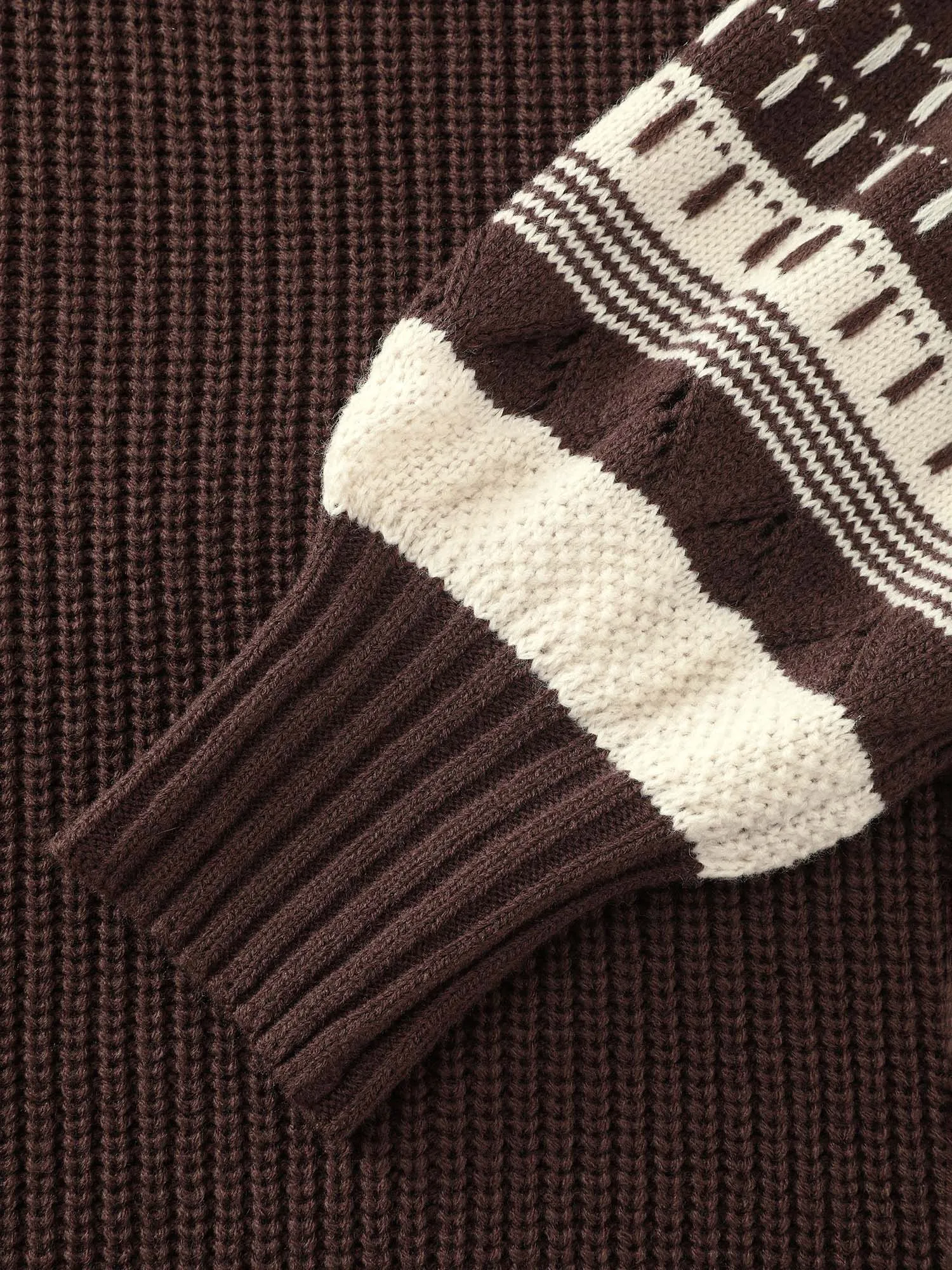 Geometric Stripe Sleeve Round Neck Pullover sold by Bloomchic product image thumbnail 5