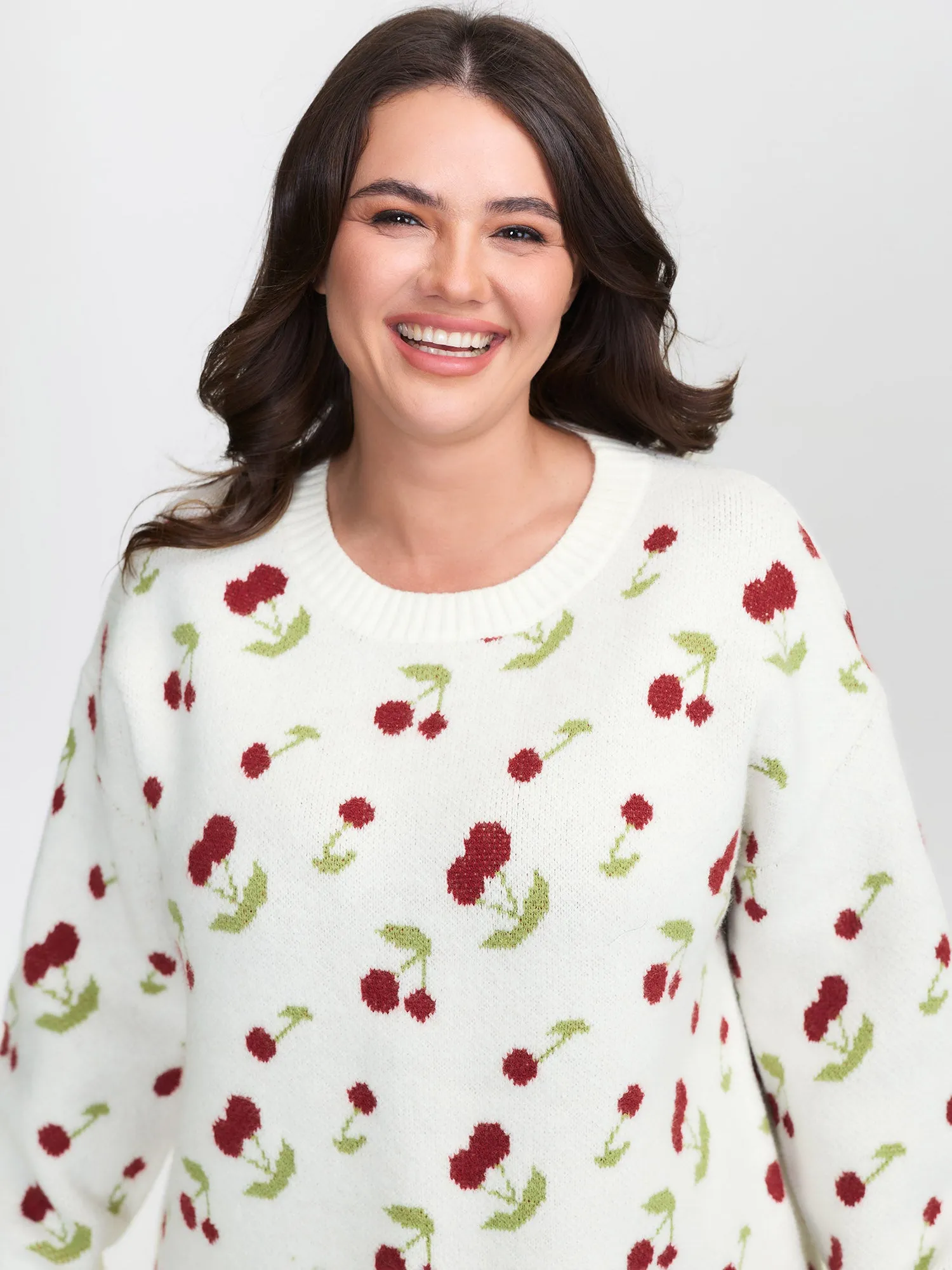 Cherry Pattern Jacquard Pullover sold by Bloomchic