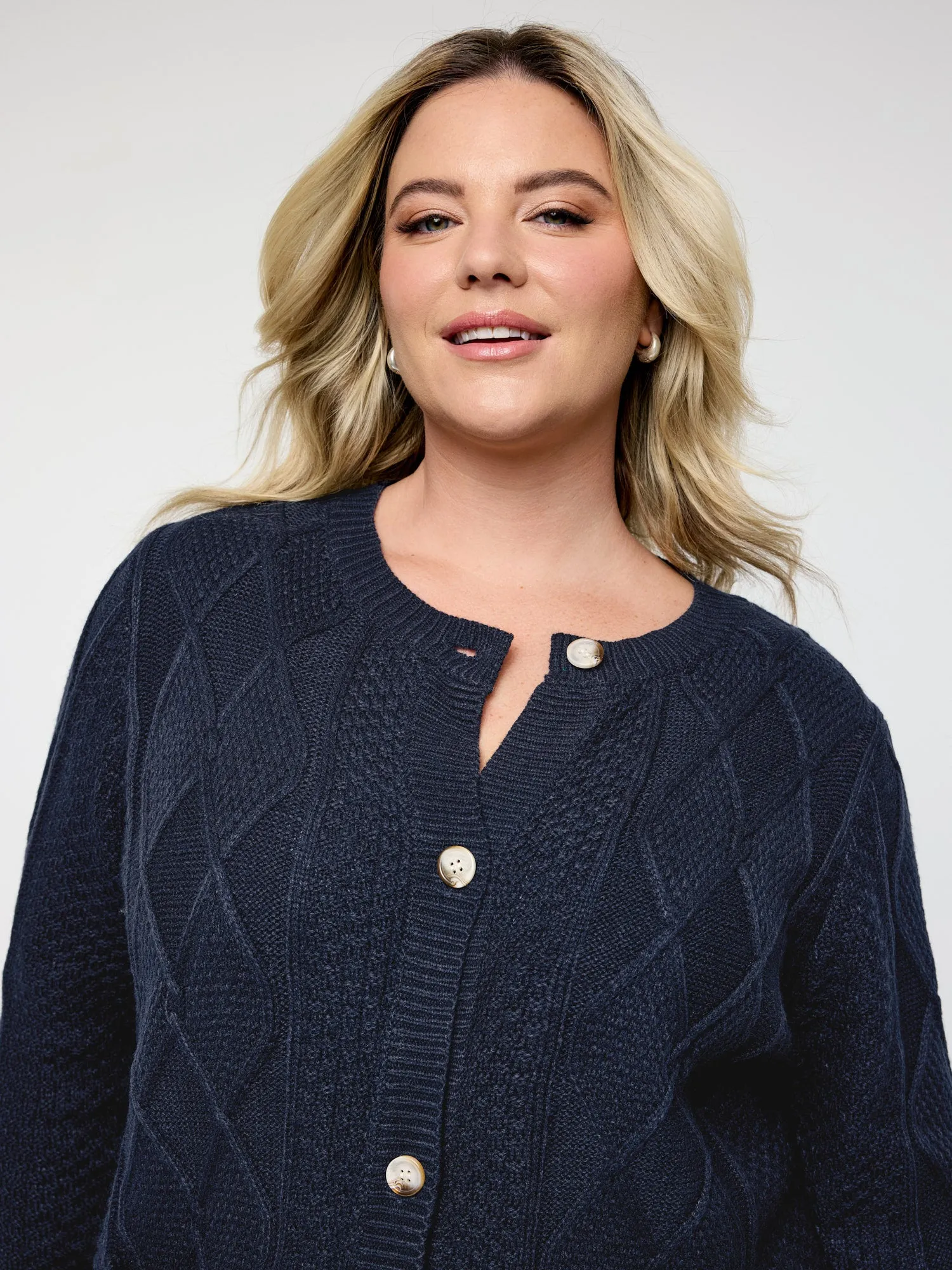 Cable Knit Button Pockets Cardigan sold by Bloomchic product image thumbnail 2