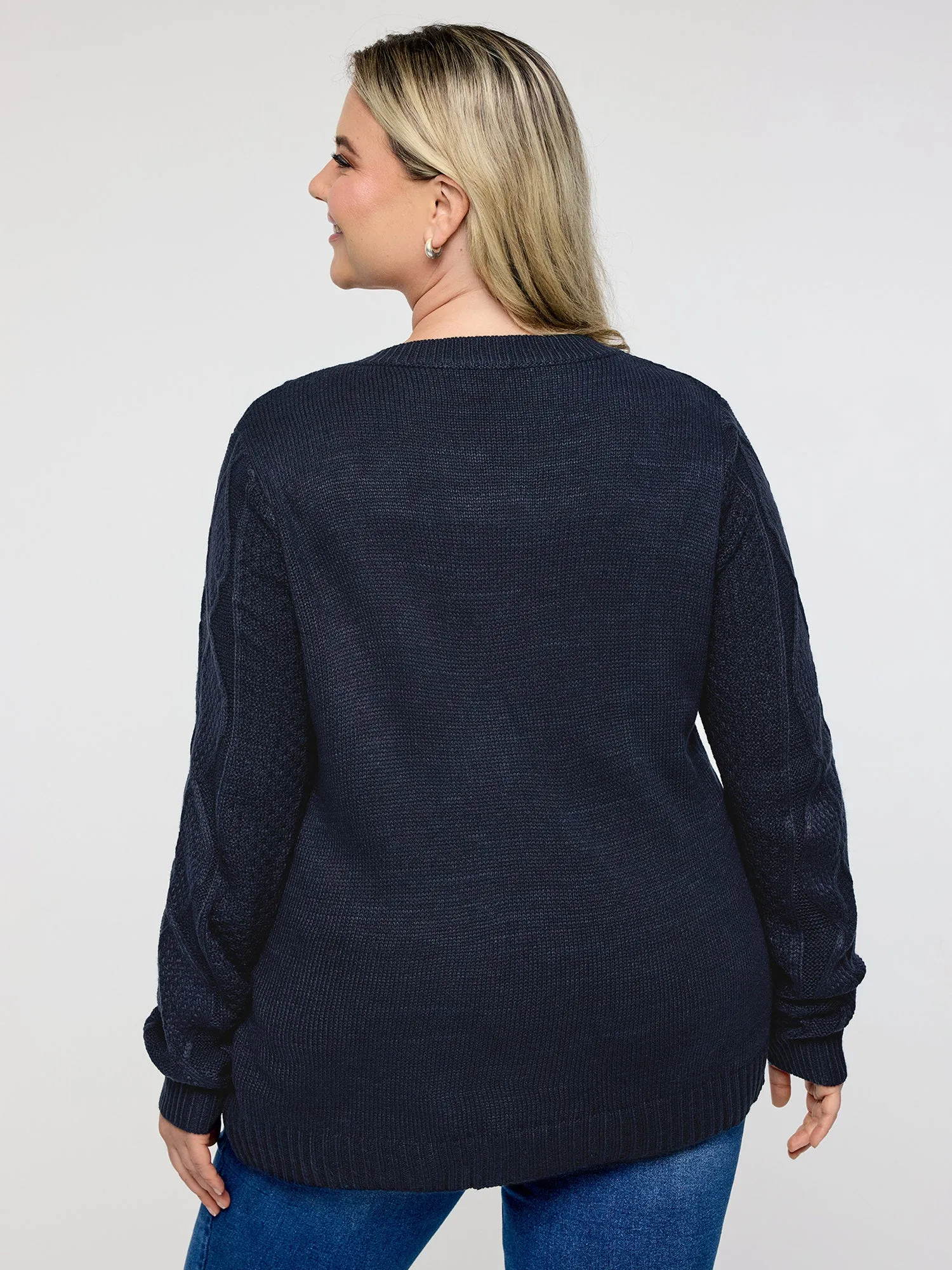 Cable Knit Button Pockets Cardigan sold by Bloomchic product image thumbnail 5