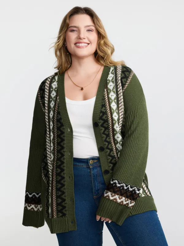 Textured Button-Front Straight Sleeve Knit Cardigan sold by Bloomchic