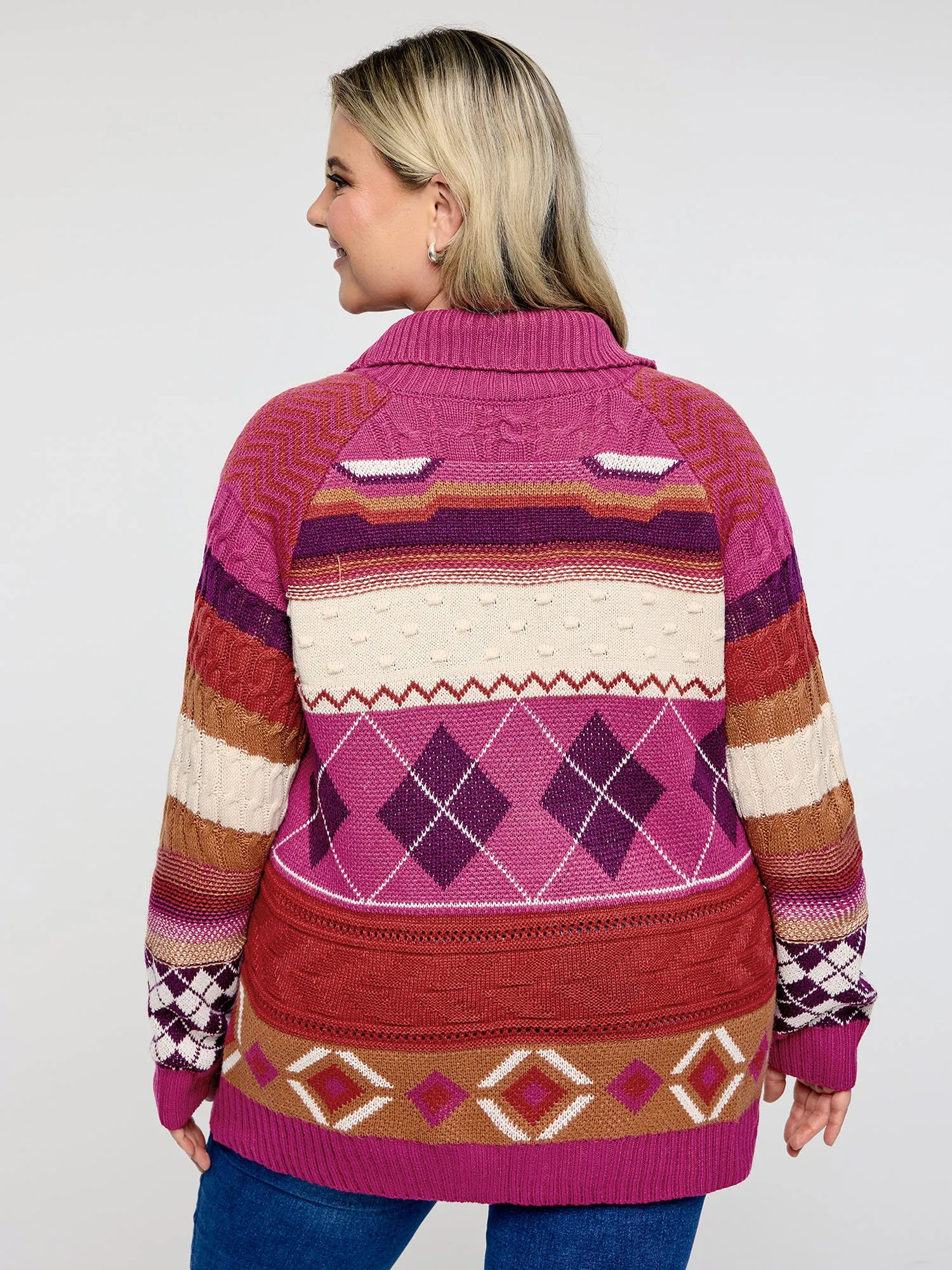 Boho Pattern Jacquard Knit Cardigan sold by Bloomchic product image thumbnail 4