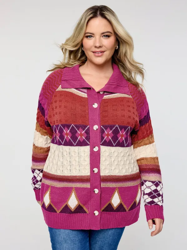 Boho Pattern Jacquard Knit Cardigan sold by Bloomchic