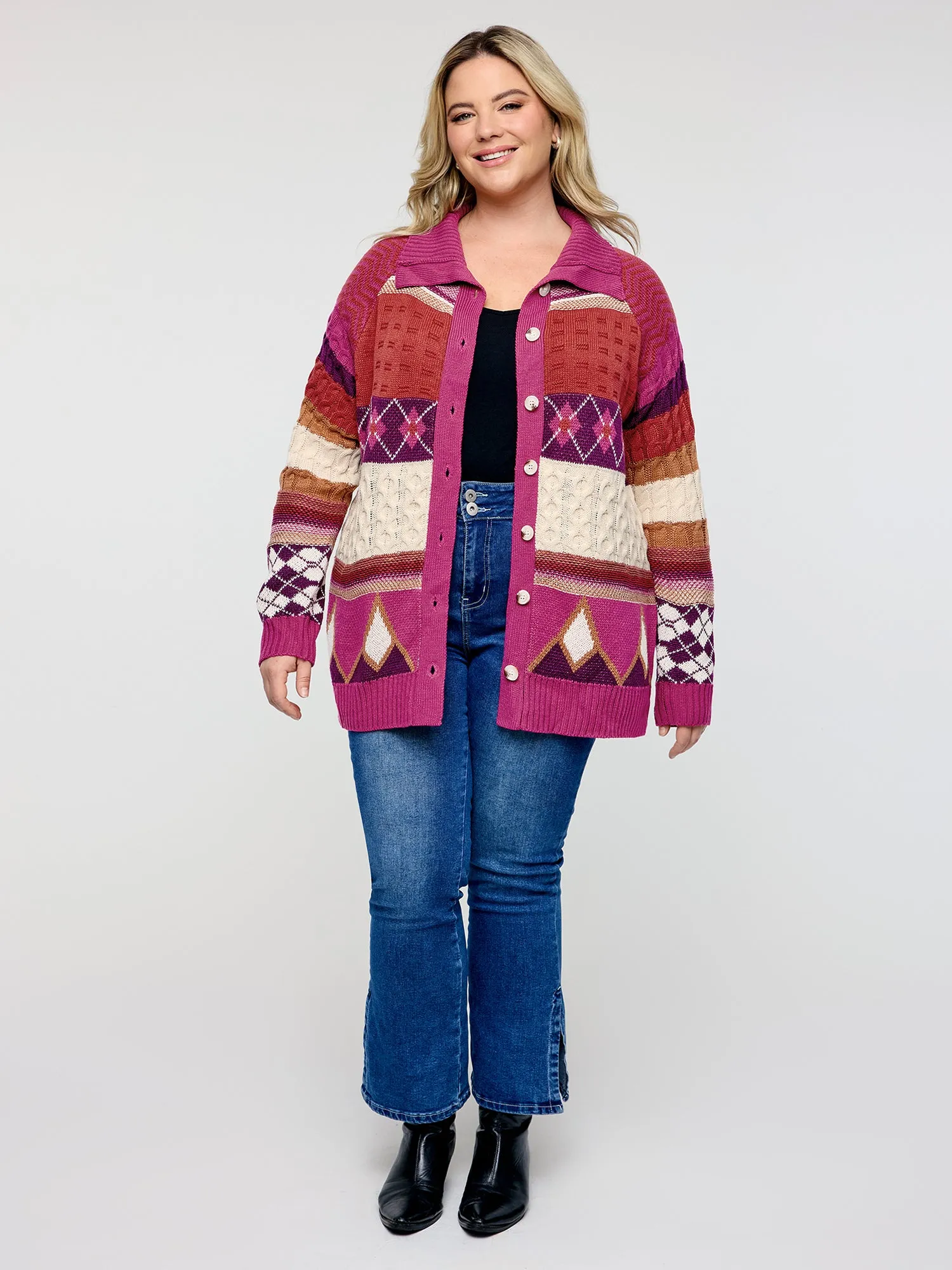 Boho Pattern Jacquard Knit Cardigan sold by Bloomchic product image thumbnail 3