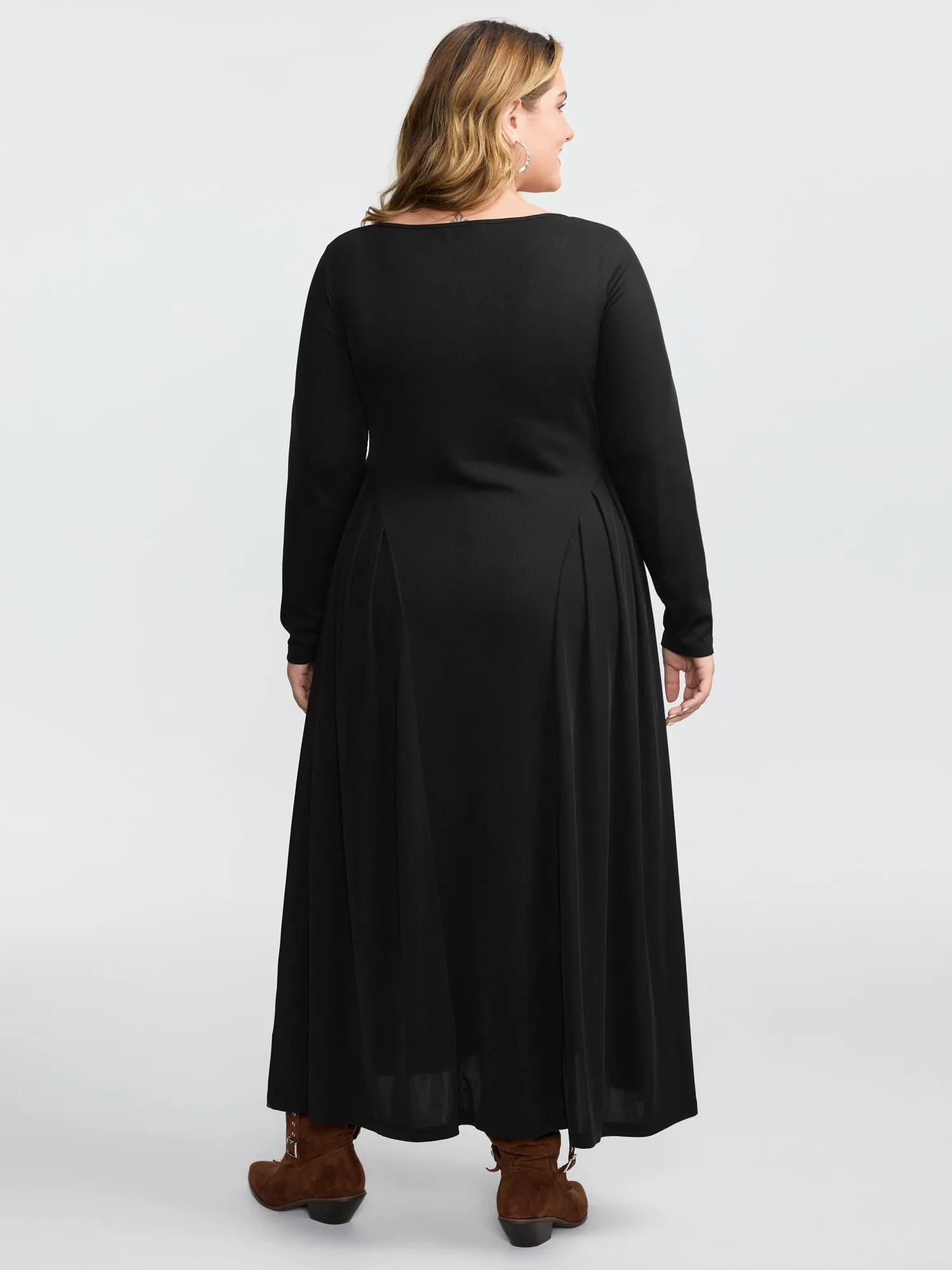 Ribbed Pleated Neck Cut-Out Knit Dress sold by Bloomchic product image thumbnail 4