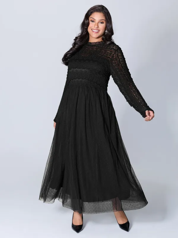 Textured Lace Sheer Lined Maxi Dress sold by Bloomchic