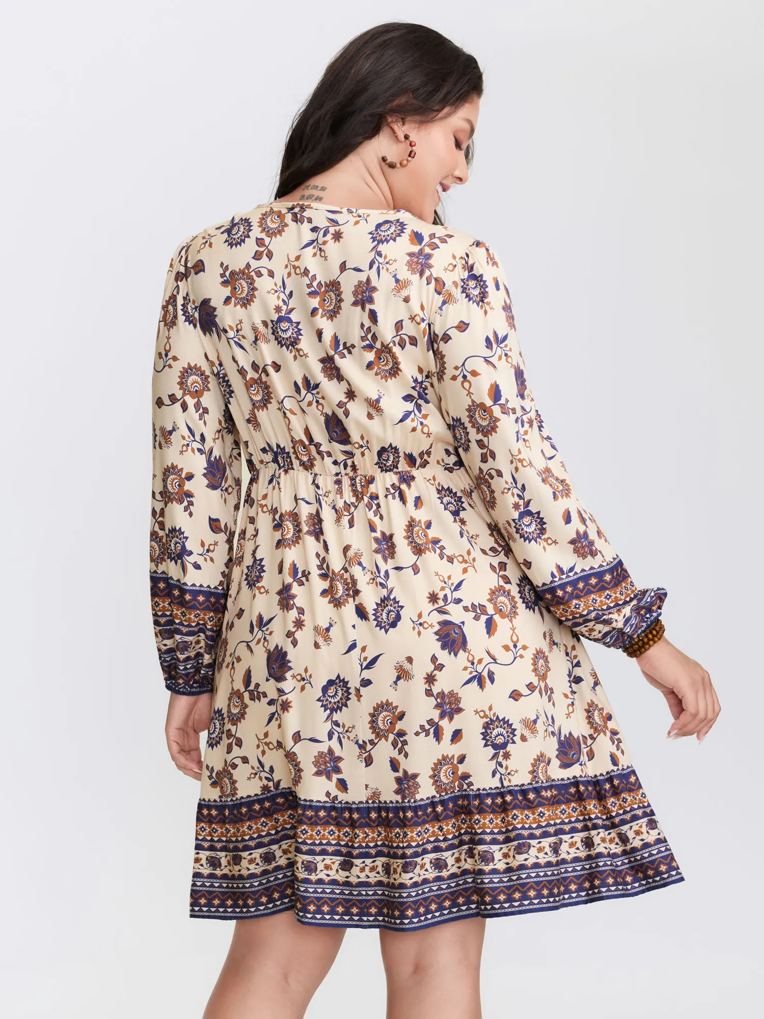 Floral Print Adjustable Waist Mini Dress sold by Bloomchic product image thumbnail 5