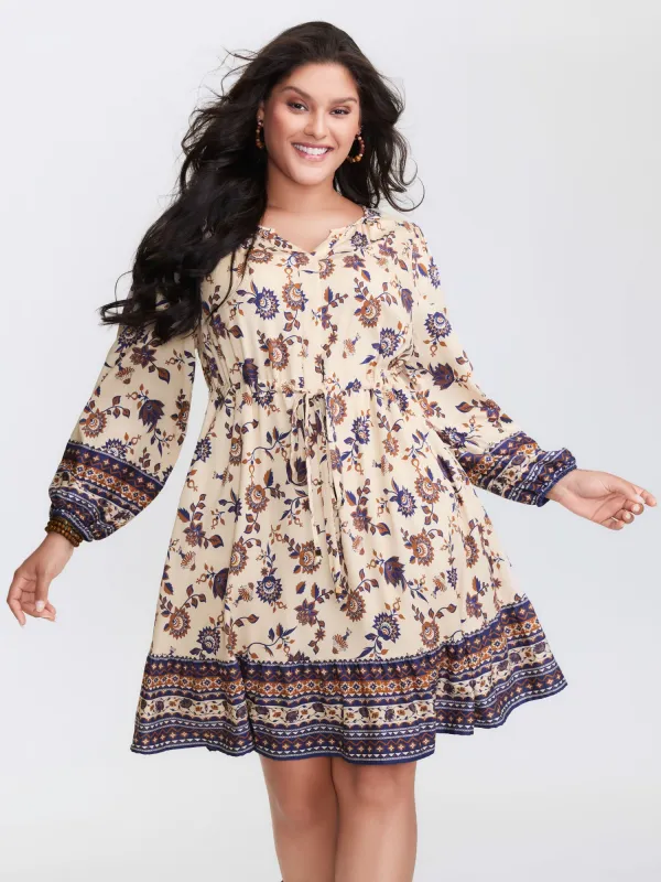 Floral Print Adjustable Waist Mini Dress sold by Bloomchic