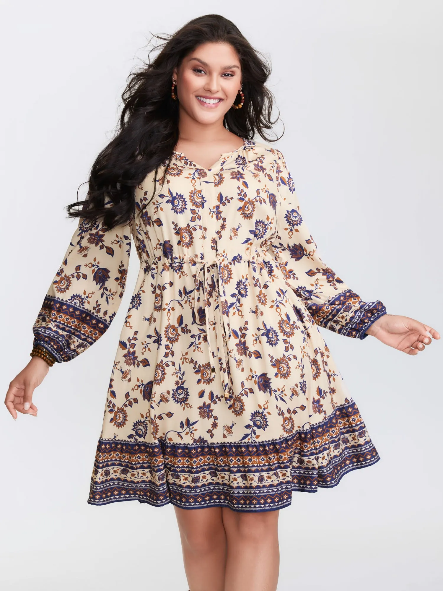 Floral Print Adjustable Waist Mini Dress sold by Bloomchic