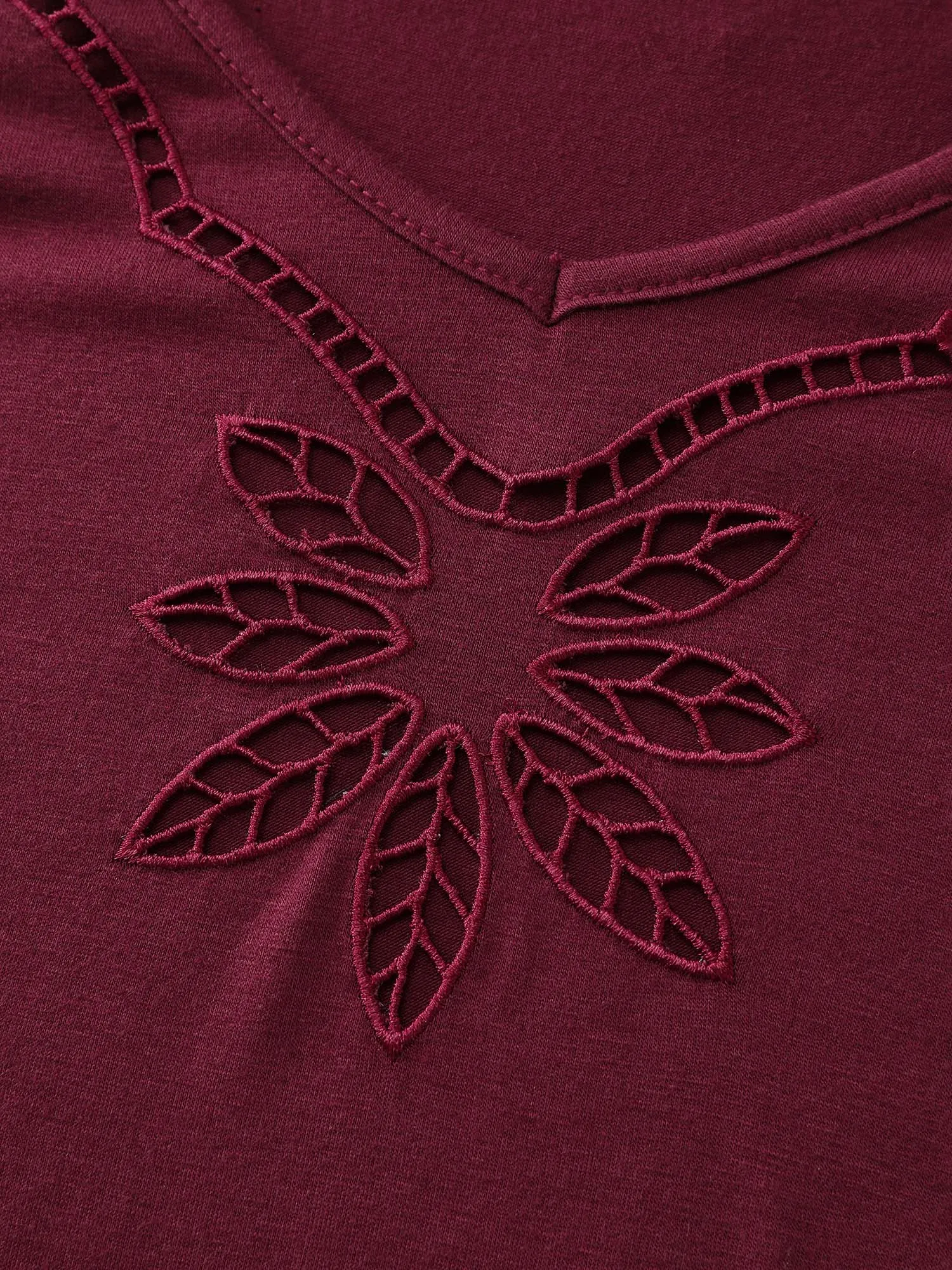 Floral Cut-Out Embroidery Fitted T-Shirt sold by Bloomchic product image thumbnail 5