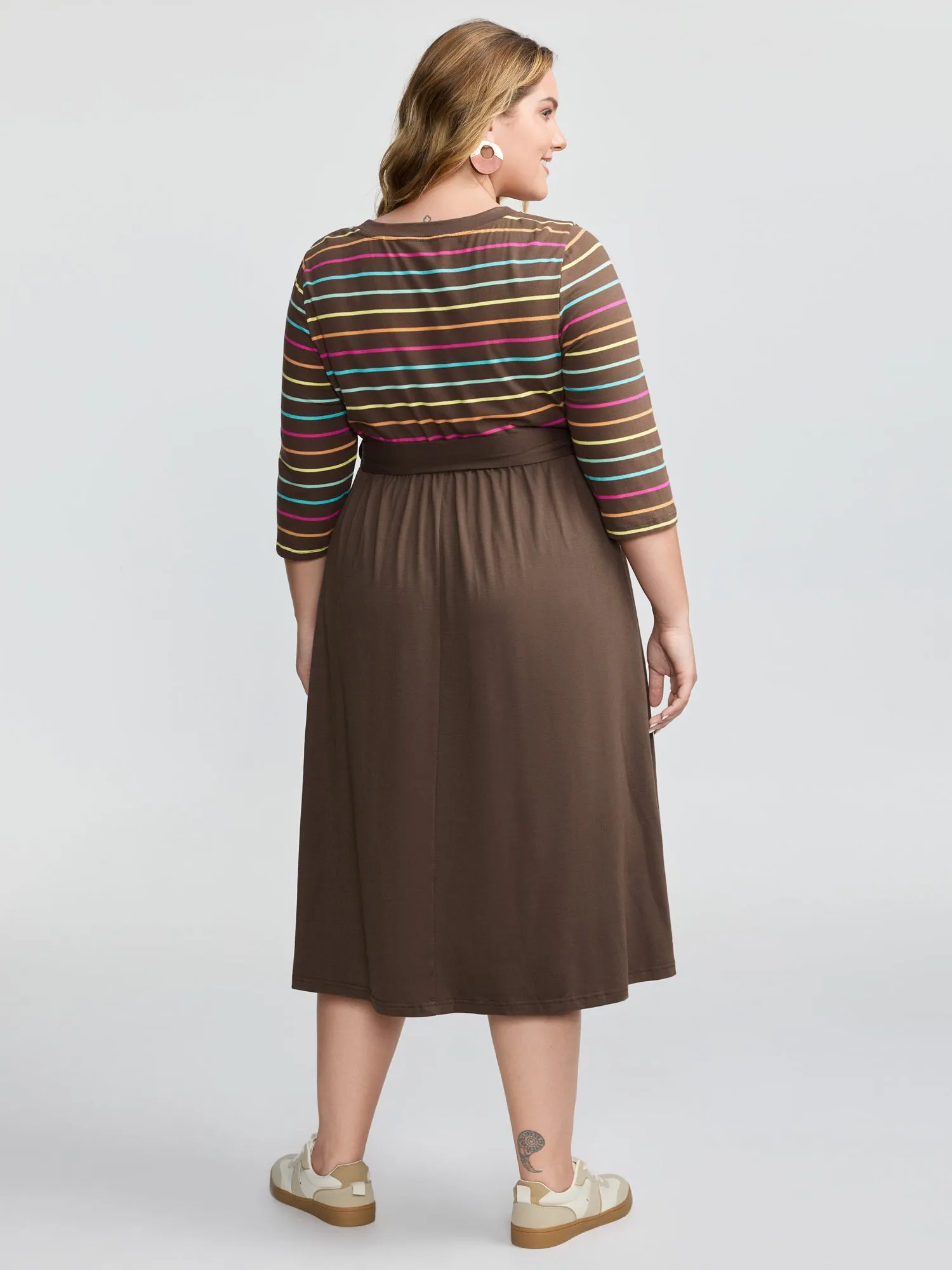 Colorful Stripe Stretchy Waist Midi Dress sold by Bloomchic product image thumbnail 4