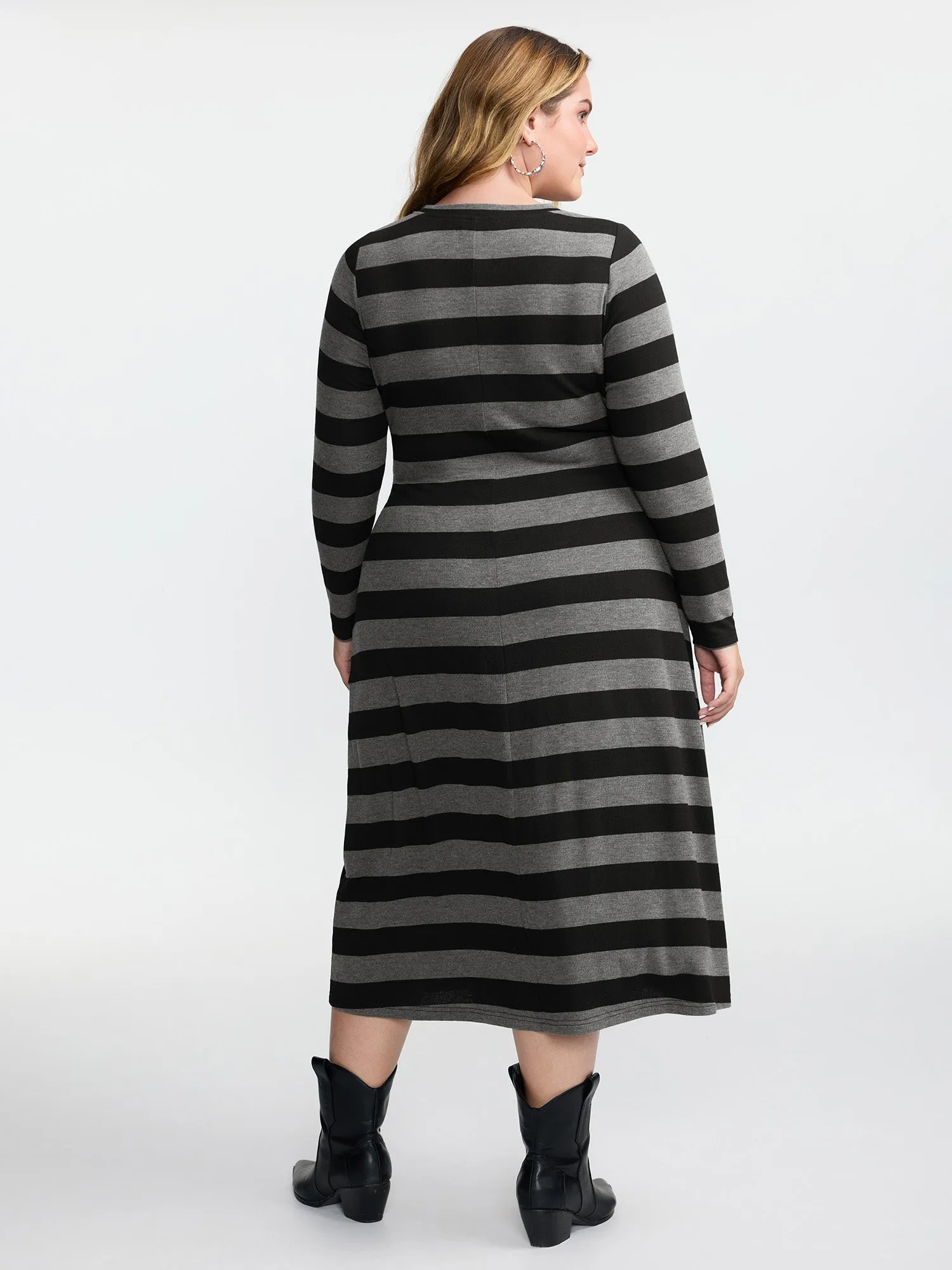 Stripe Waist-Tie Knotted Midi Dress sold by Bloomchic product image thumbnail 4