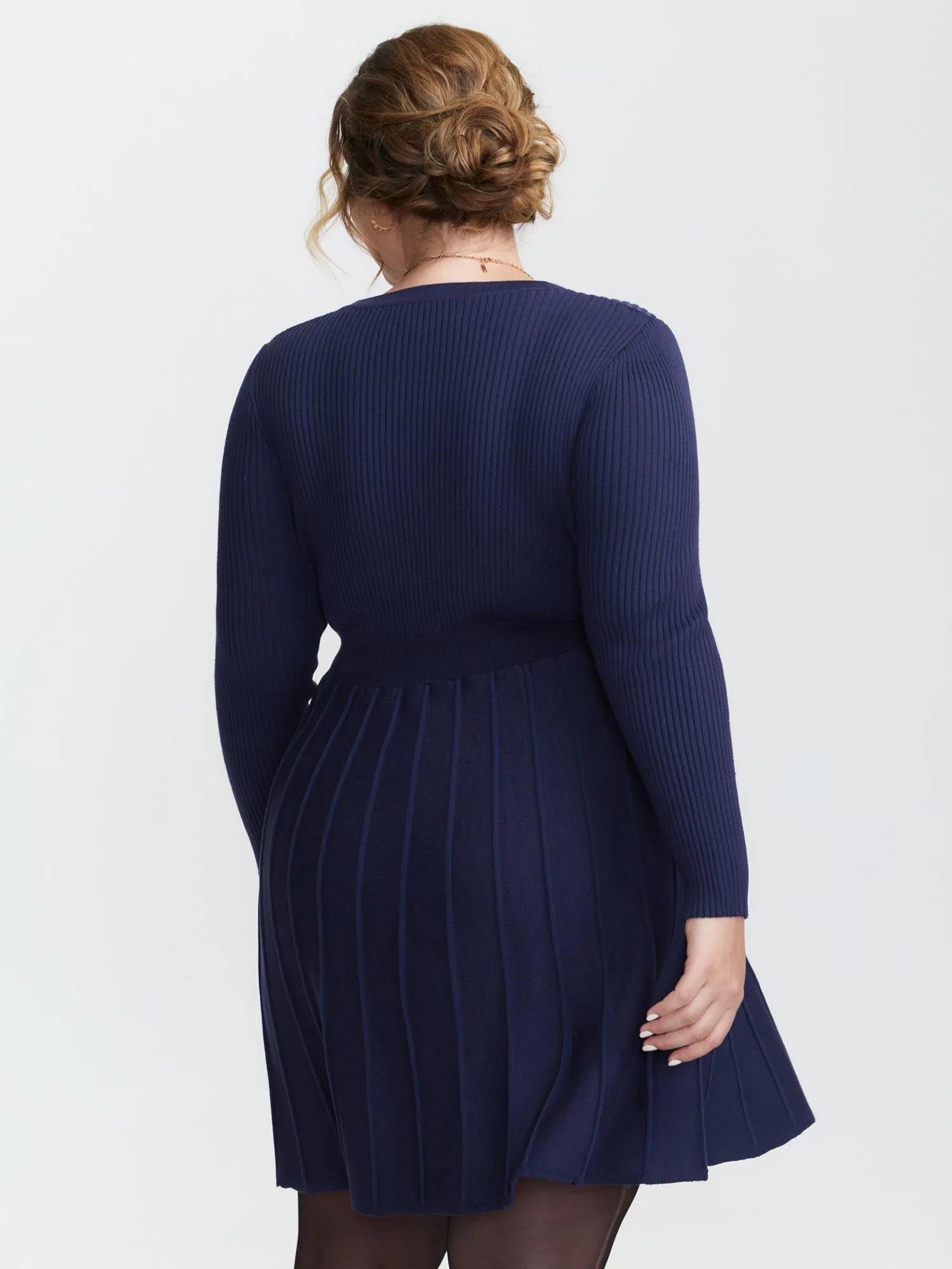 Supersoft Wrap Neck Cinched-Waist Sweater Dress sold by Bloomchic product image thumbnail 4