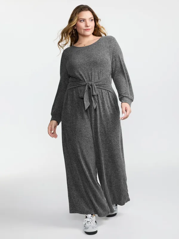 Supersoft Heather Cinched-Waist Jumpsuit sold by Bloomchic