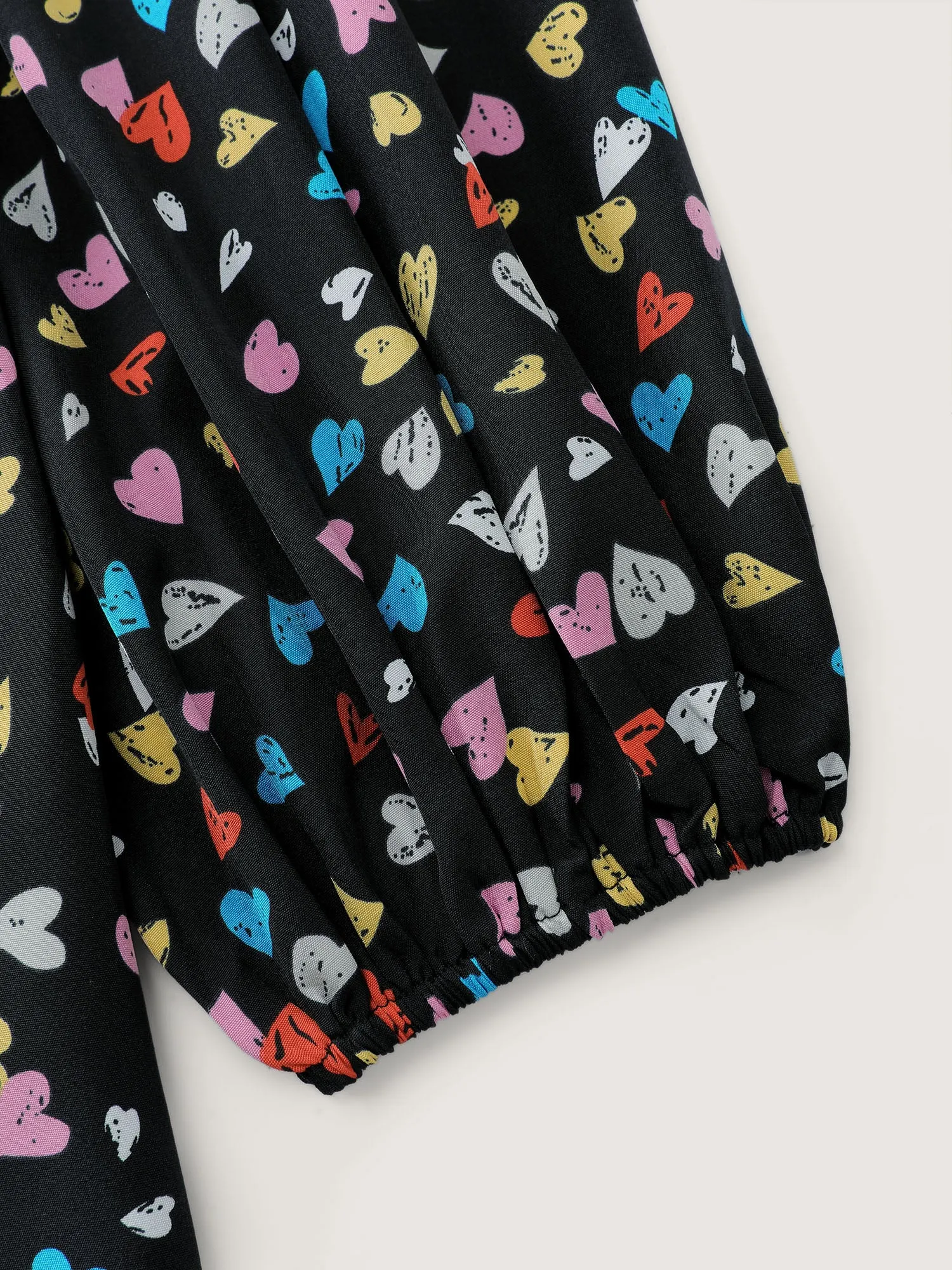 Multicolor Hearts Print Notched Collar Blouse sold by Bloomchic product image thumbnail 5