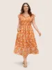 Floral Tie Knot Ruffle Cap Sleeve Dress sold by Bloomchic