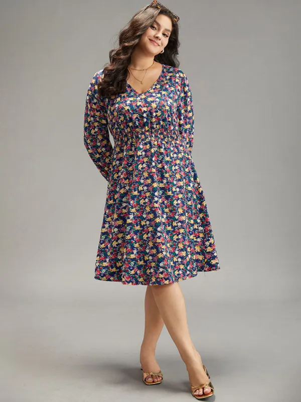 Ditsy Floral Shirred Knee Dress sold by Bloomchic