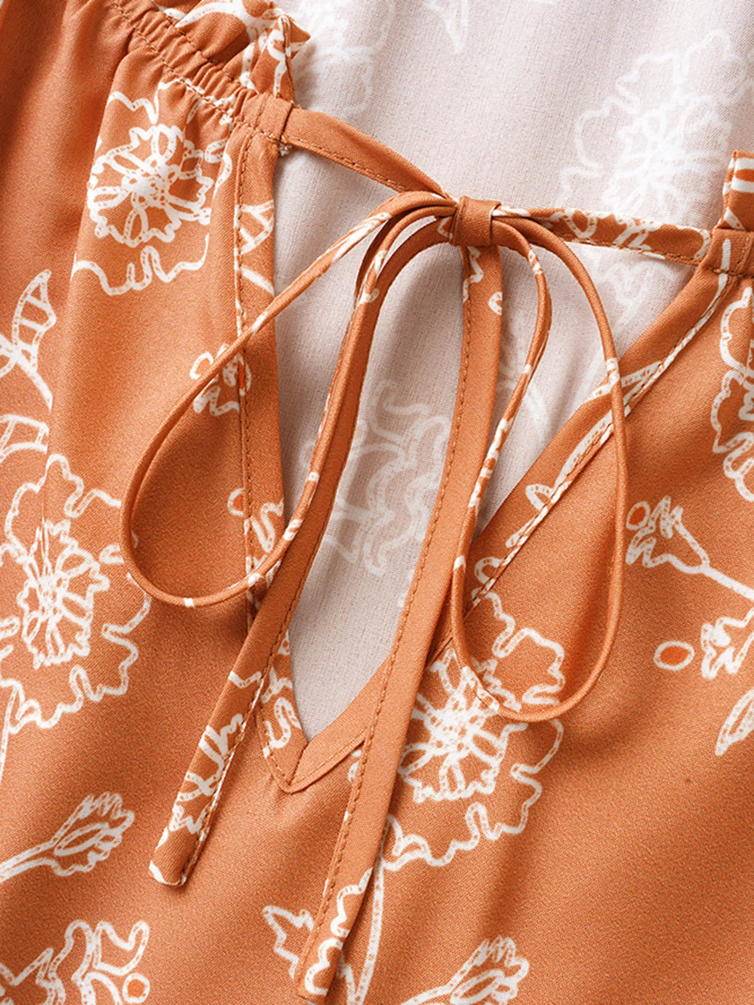 Floral Tie Knot Ruffle Cap Sleeve Dress sold by Bloomchic product image thumbnail 5