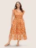 Floral Tie Knot Ruffle Cap Sleeve Dress sold by Bloomchic