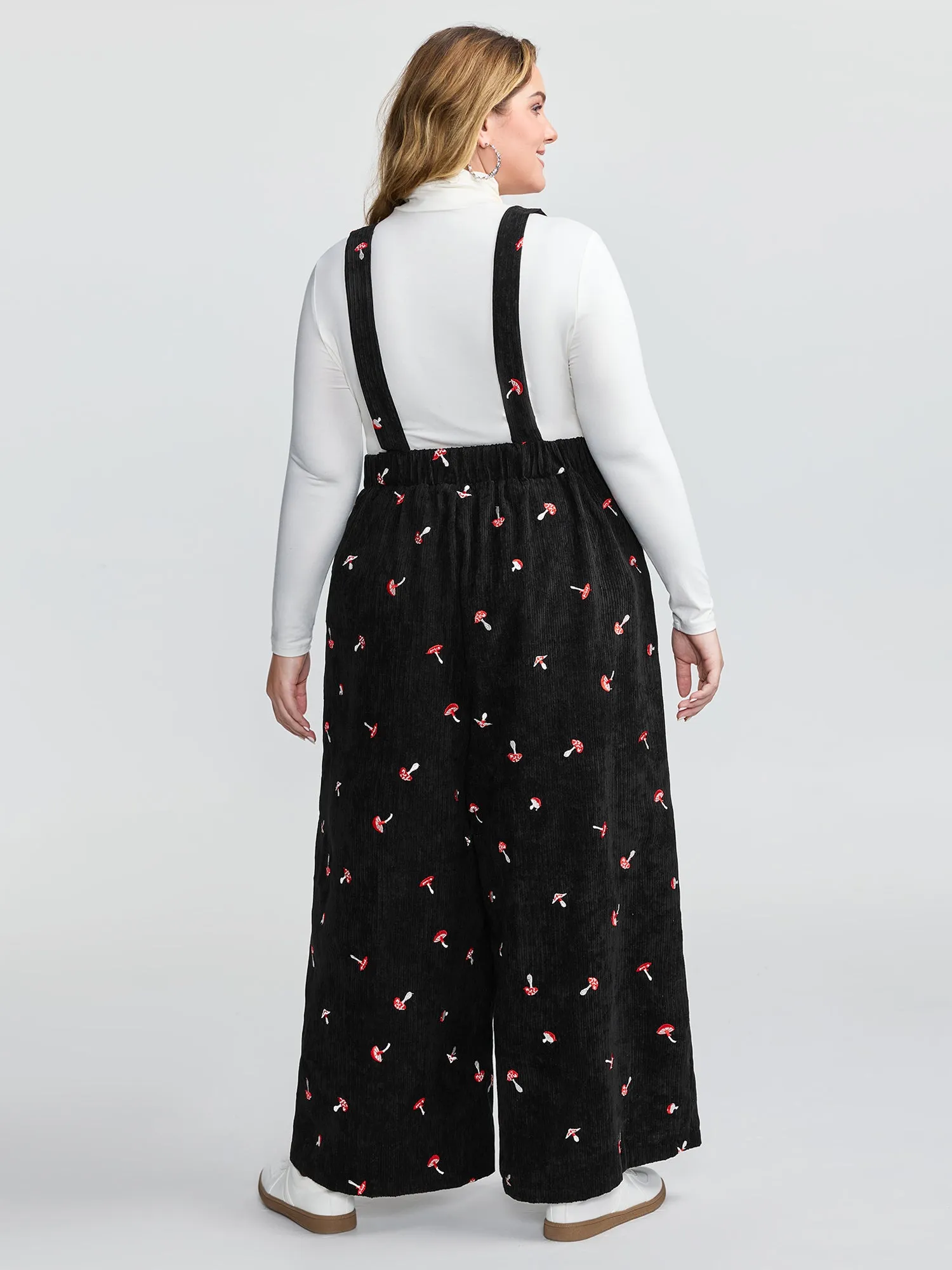 Mushroom Embroidered Textured Overall Jumpsuit sold by Bloomchic product image thumbnail 4