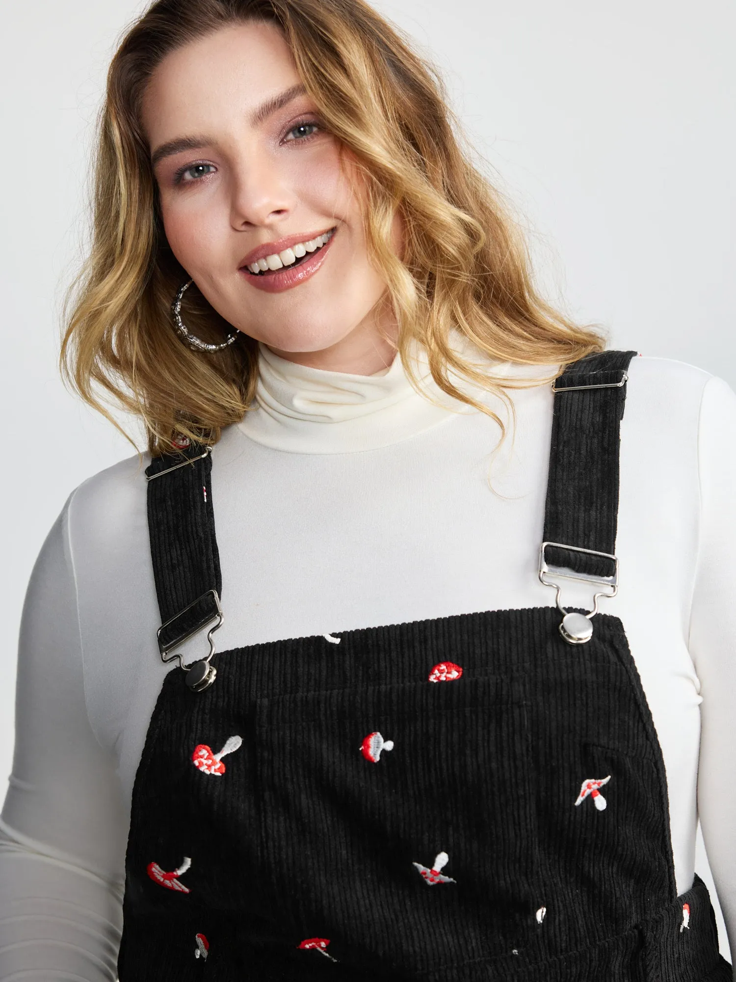 Mushroom Embroidered Textured Overall Jumpsuit sold by Bloomchic product image thumbnail 2