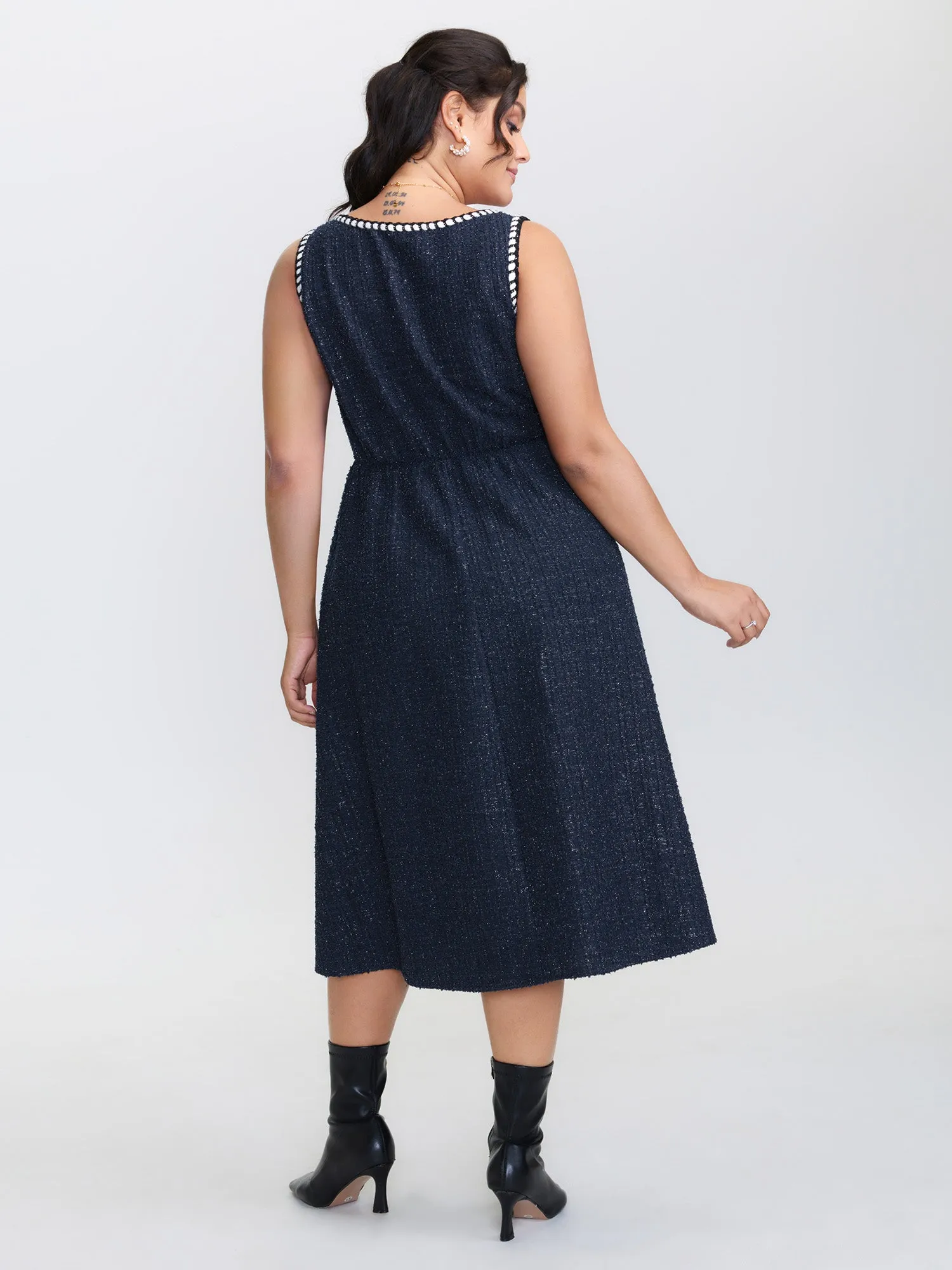 Tweed Pinafore Stretchy Midi Dress sold by Bloomchic product image thumbnail 4