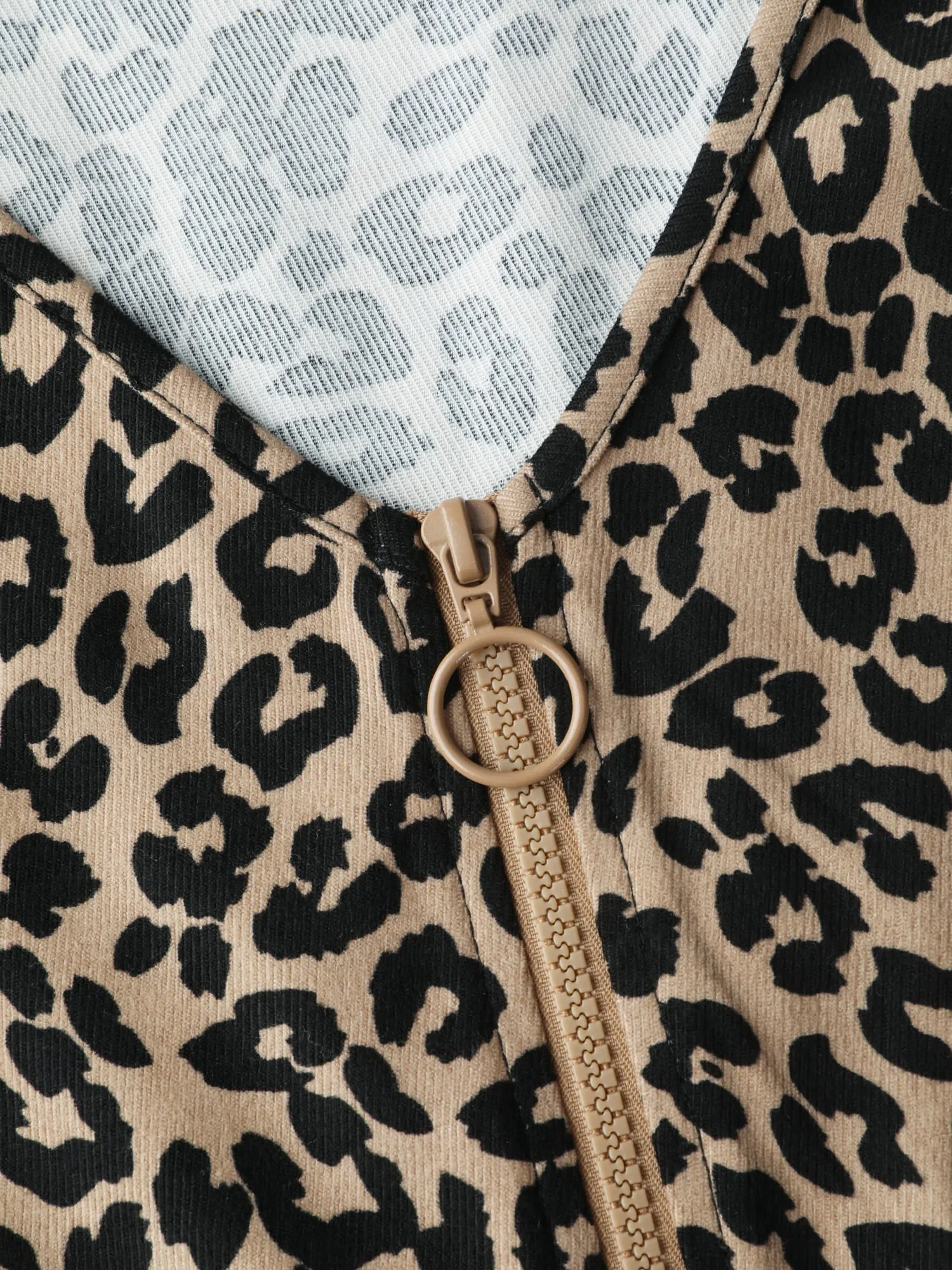 Leopard Pattern Zipper-Front Shirred Jumpsuit sold by Bloomchic product image thumbnail 5