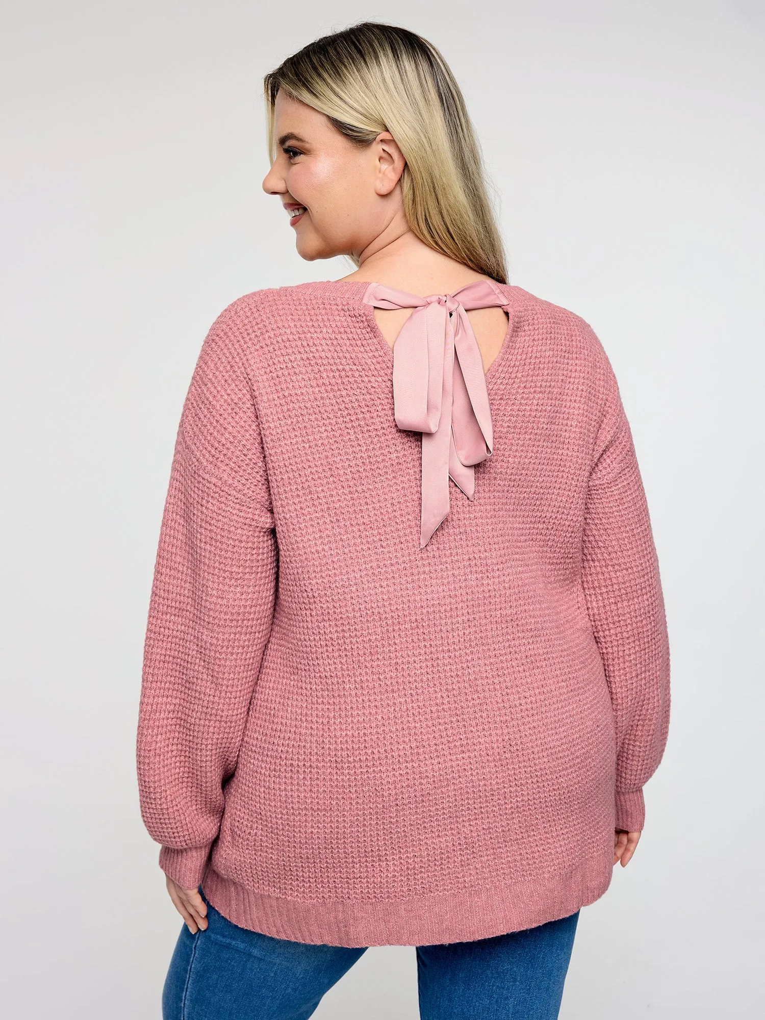 Supersoft Stretchy Bowtie Back Textured Pullover sold by Bloomchic product image thumbnail 5