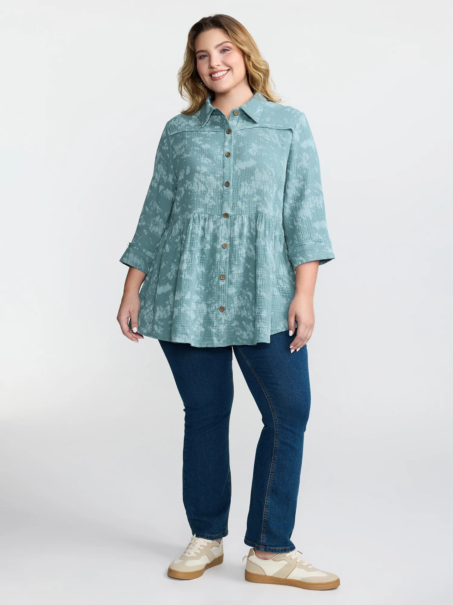 Cotton Snowflake Effect Half-Placket Blouse sold by Bloomchic product image thumbnail 3