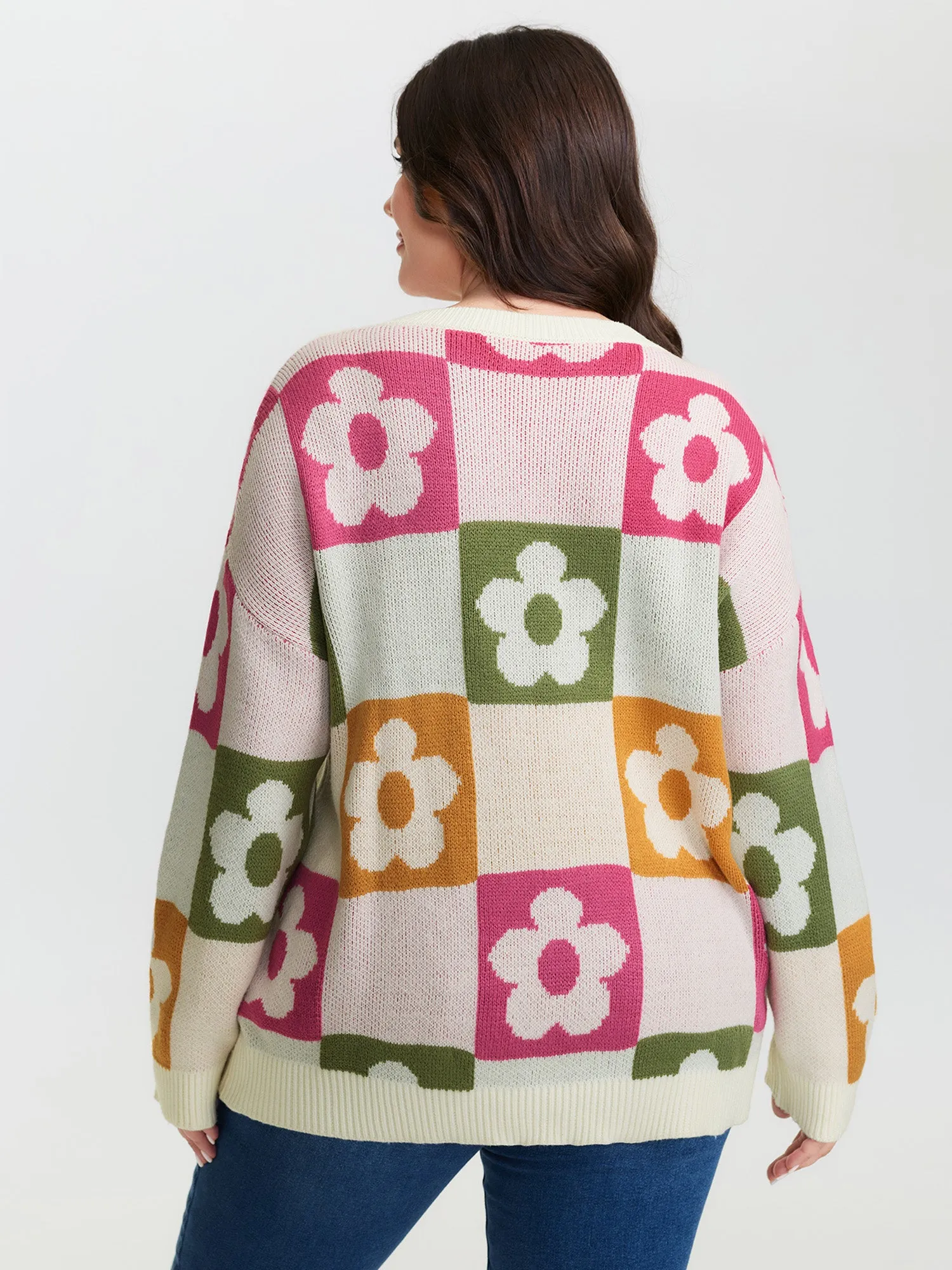 Supersoft Multicolor Floral Patchwork Jacquard Pullover sold by Bloomchic product image thumbnail 4
