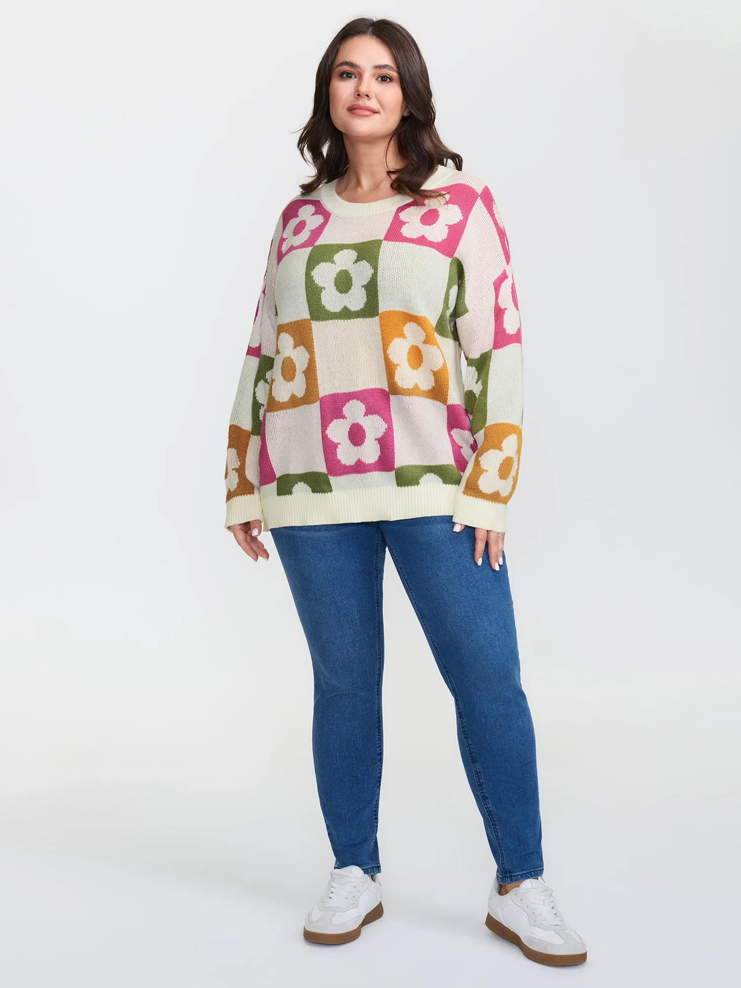 Supersoft Multicolor Floral Patchwork Jacquard Pullover sold by Bloomchic product image thumbnail 3