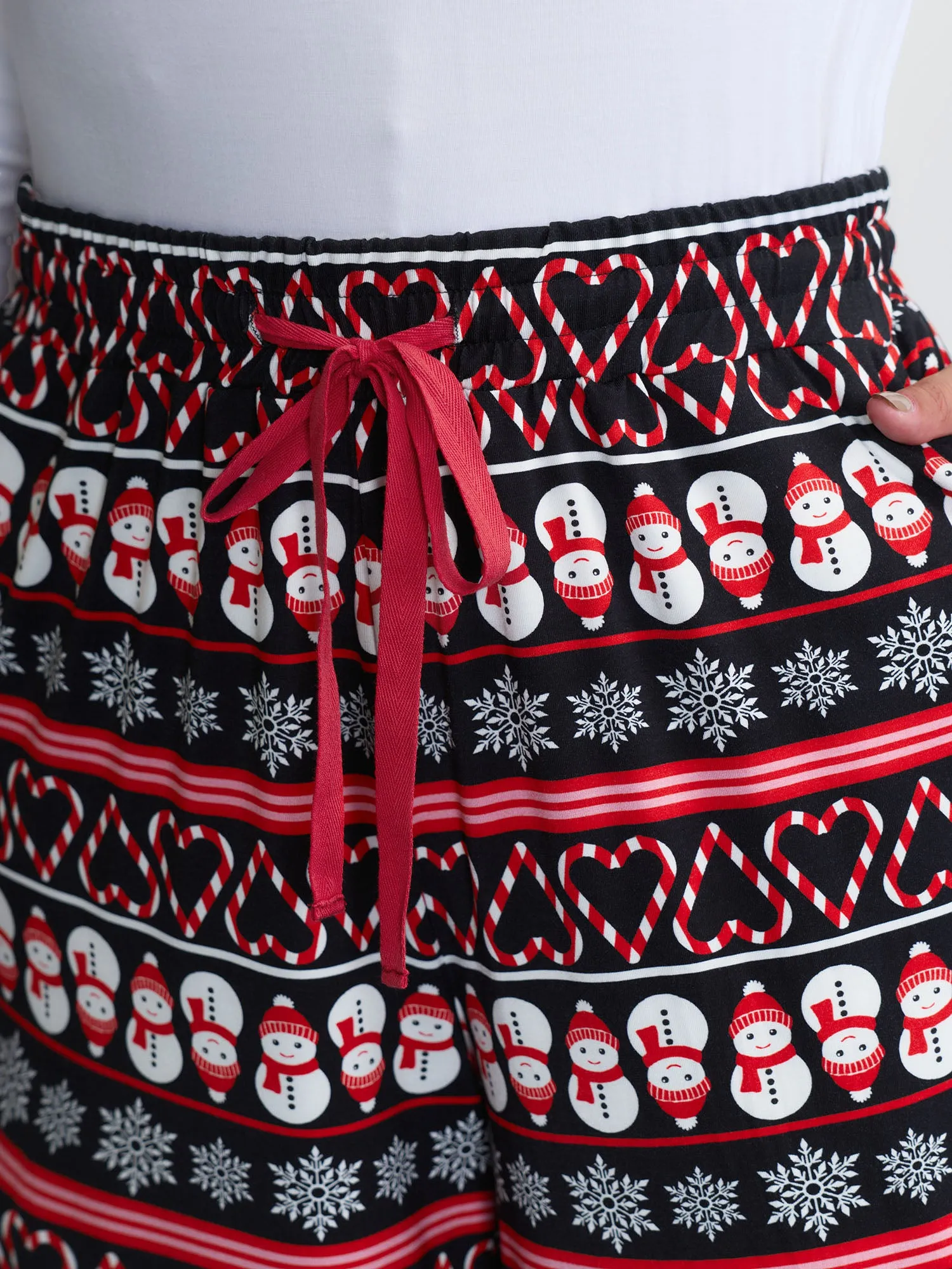 Cute Snowman Pattern Drawstring Lounge Bottoms sold by Bloomchic product image thumbnail 3
