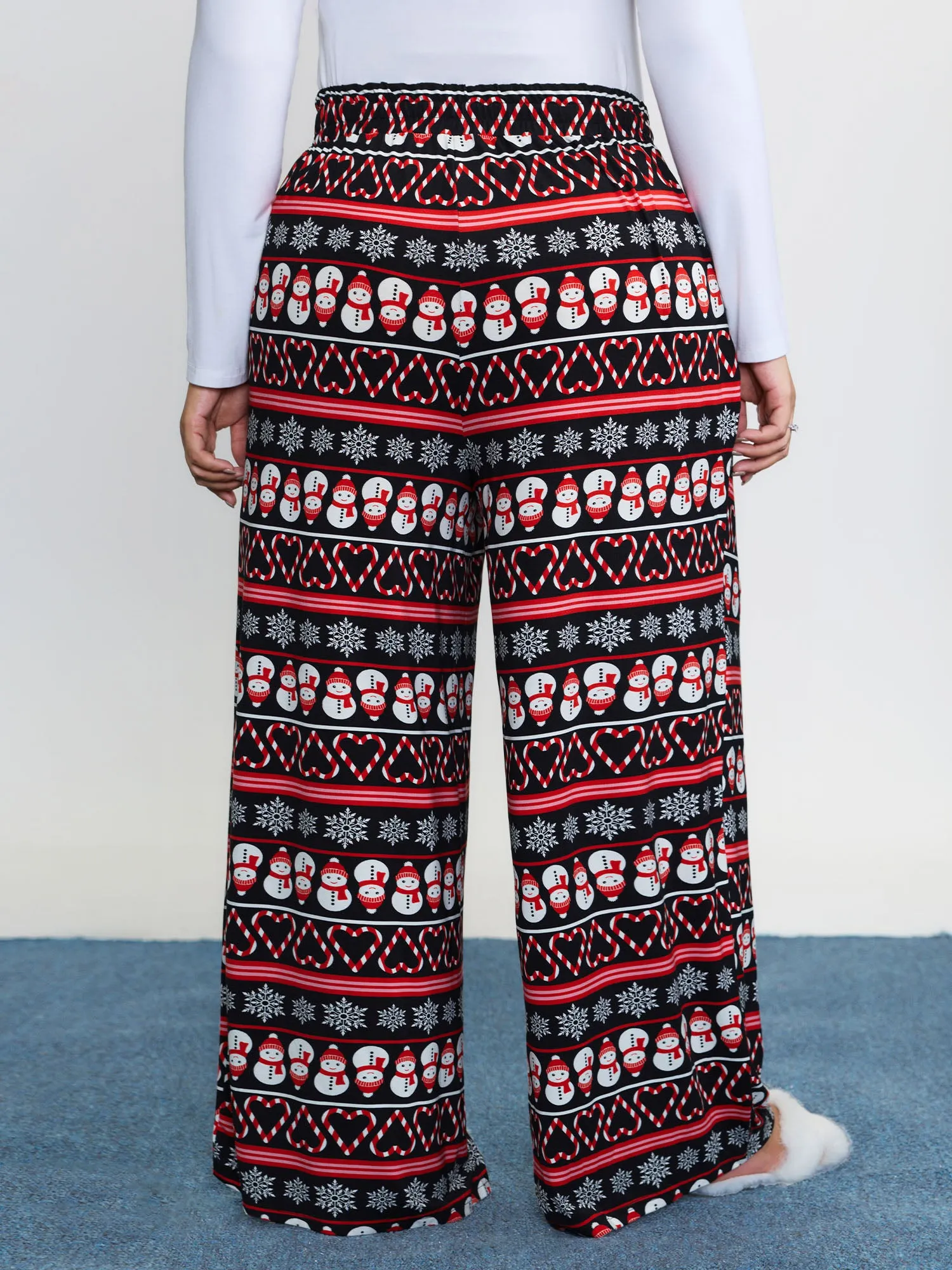 Cute Snowman Pattern Drawstring Lounge Bottoms sold by Bloomchic product image thumbnail 5